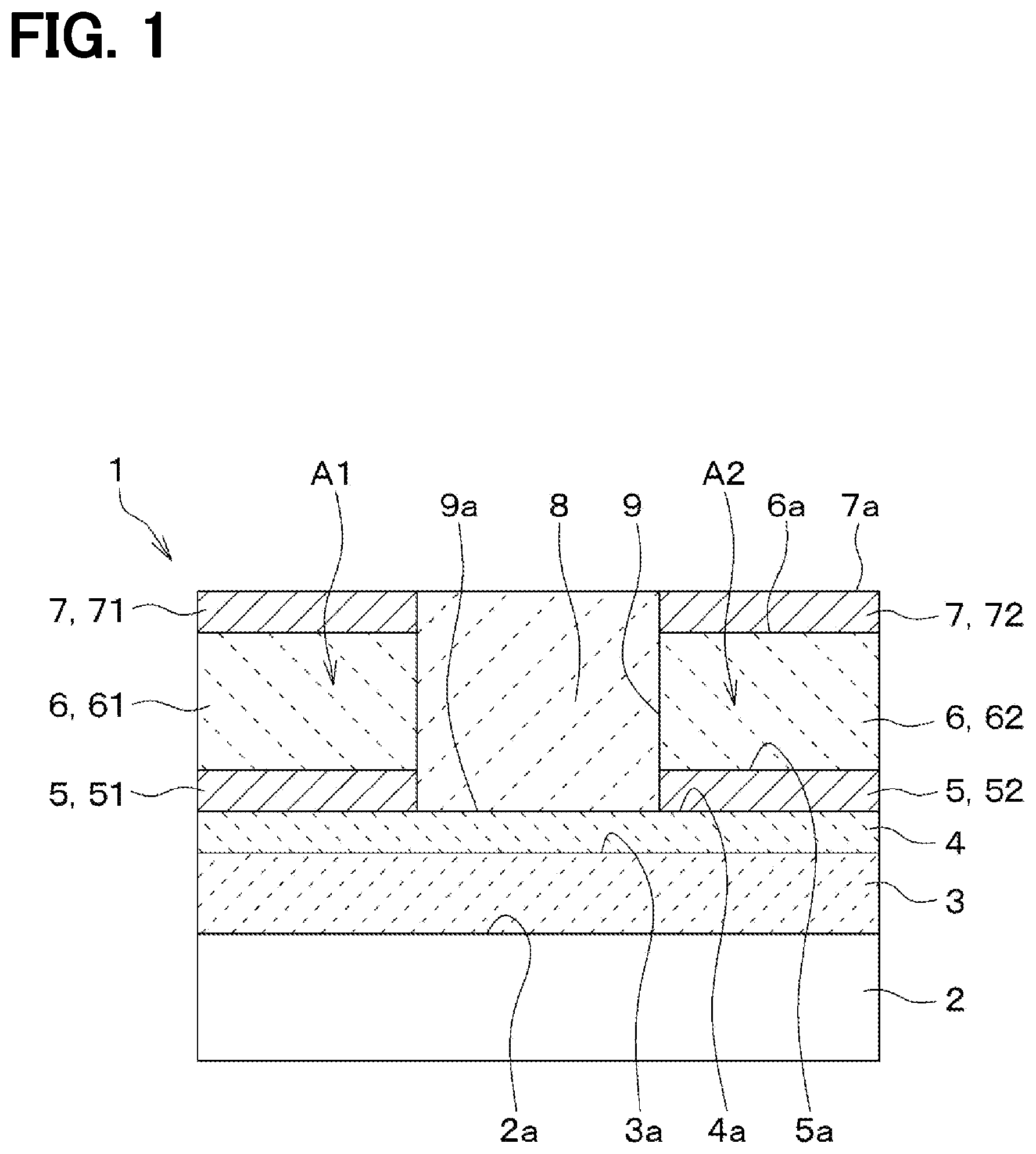 Patent US12610745 — Piezoelectric device with insulating portion provided inside trench — Figure 1