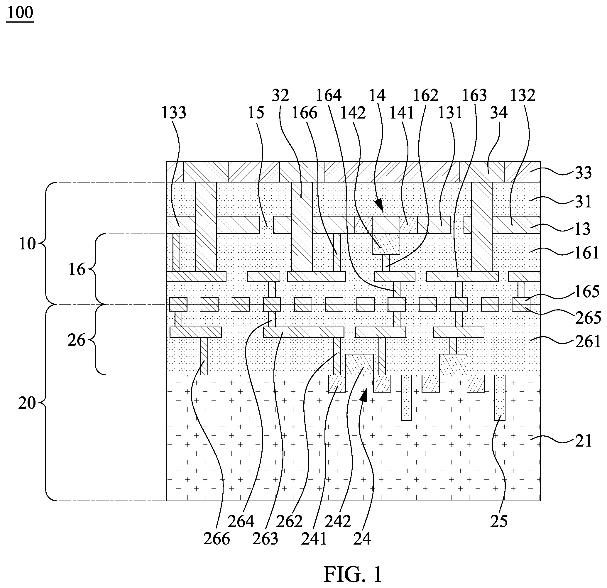 Patent US12610810 — Semiconductor structure and method of manufacturing the same — Figure 1