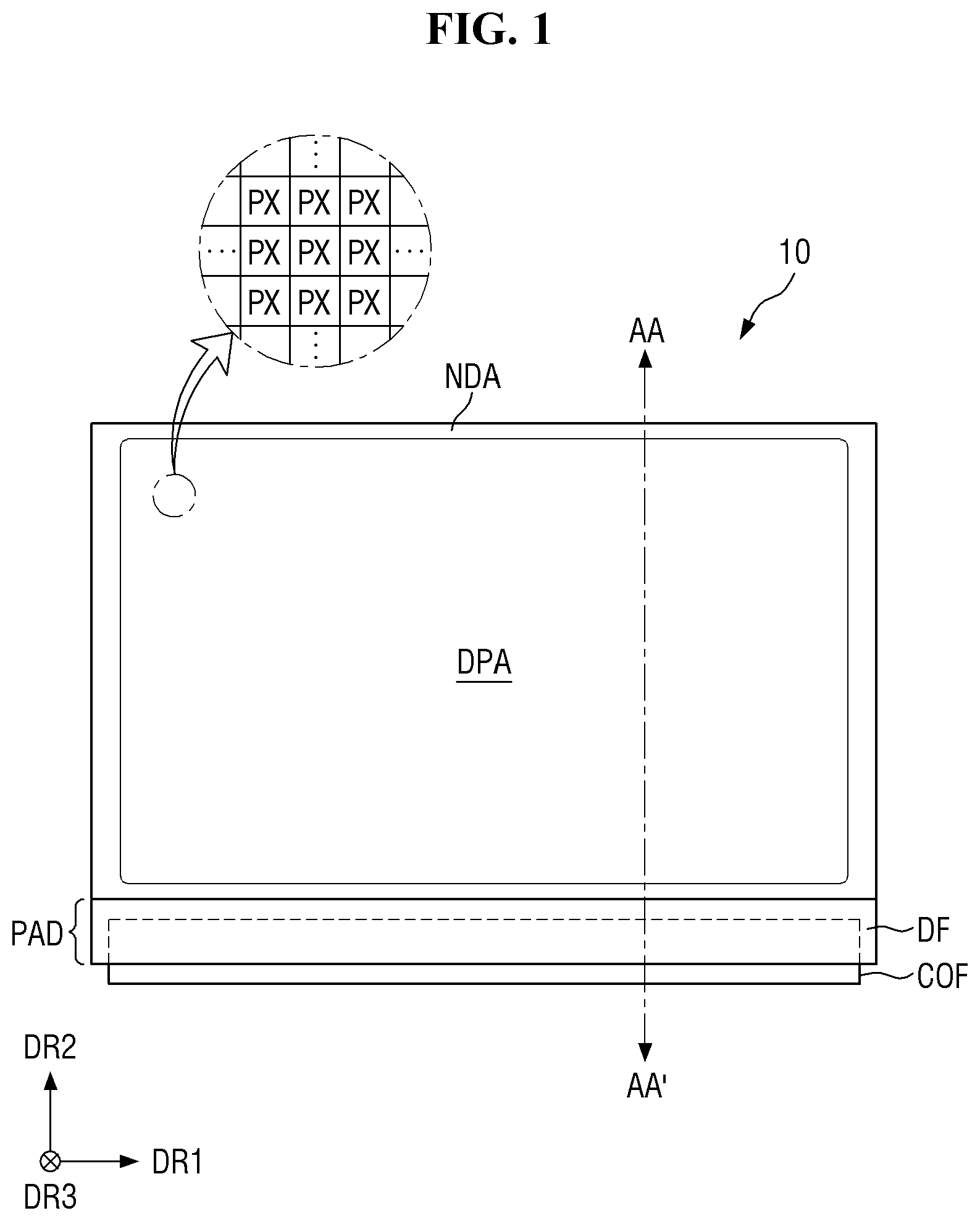 Patent US12610861 — Display device and method of manufacturing the same — Figure 1