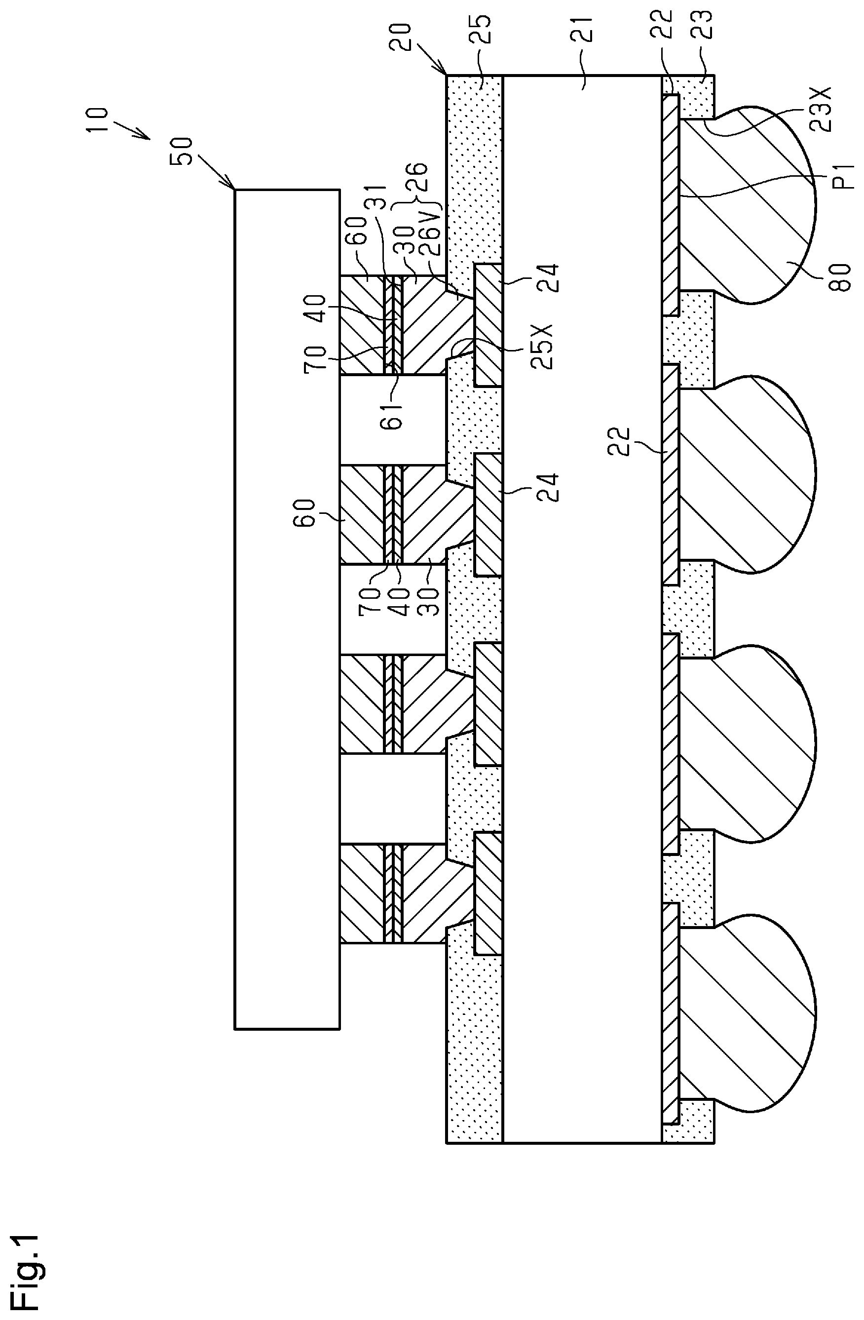 Patent US12610874 — Connection structural body with Cu—Cu bonding and roughened surface deposits — Figure 1
