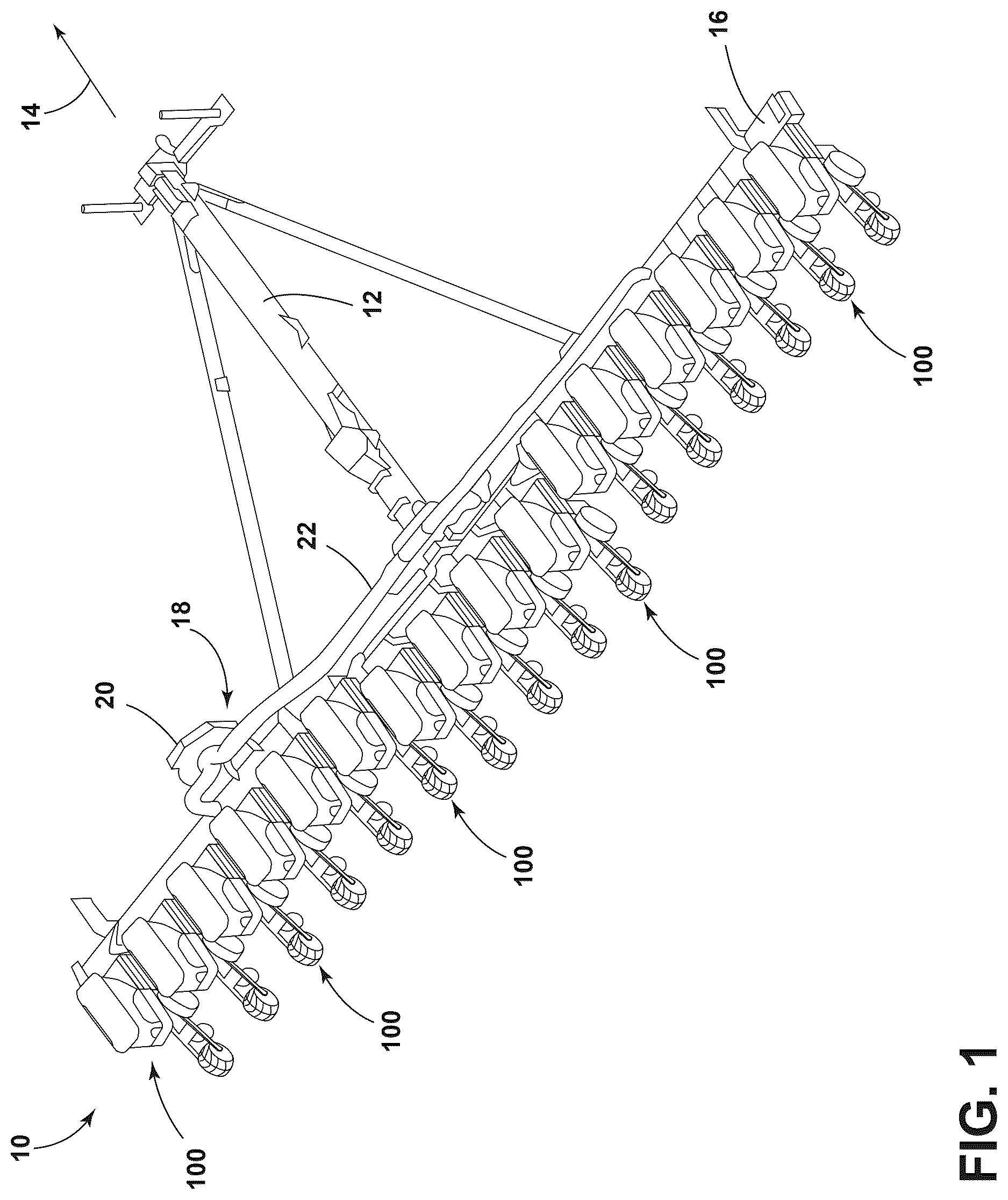 Patent US12610880 Figure 1 – System and method for determining seed placement during a seed-planting operation