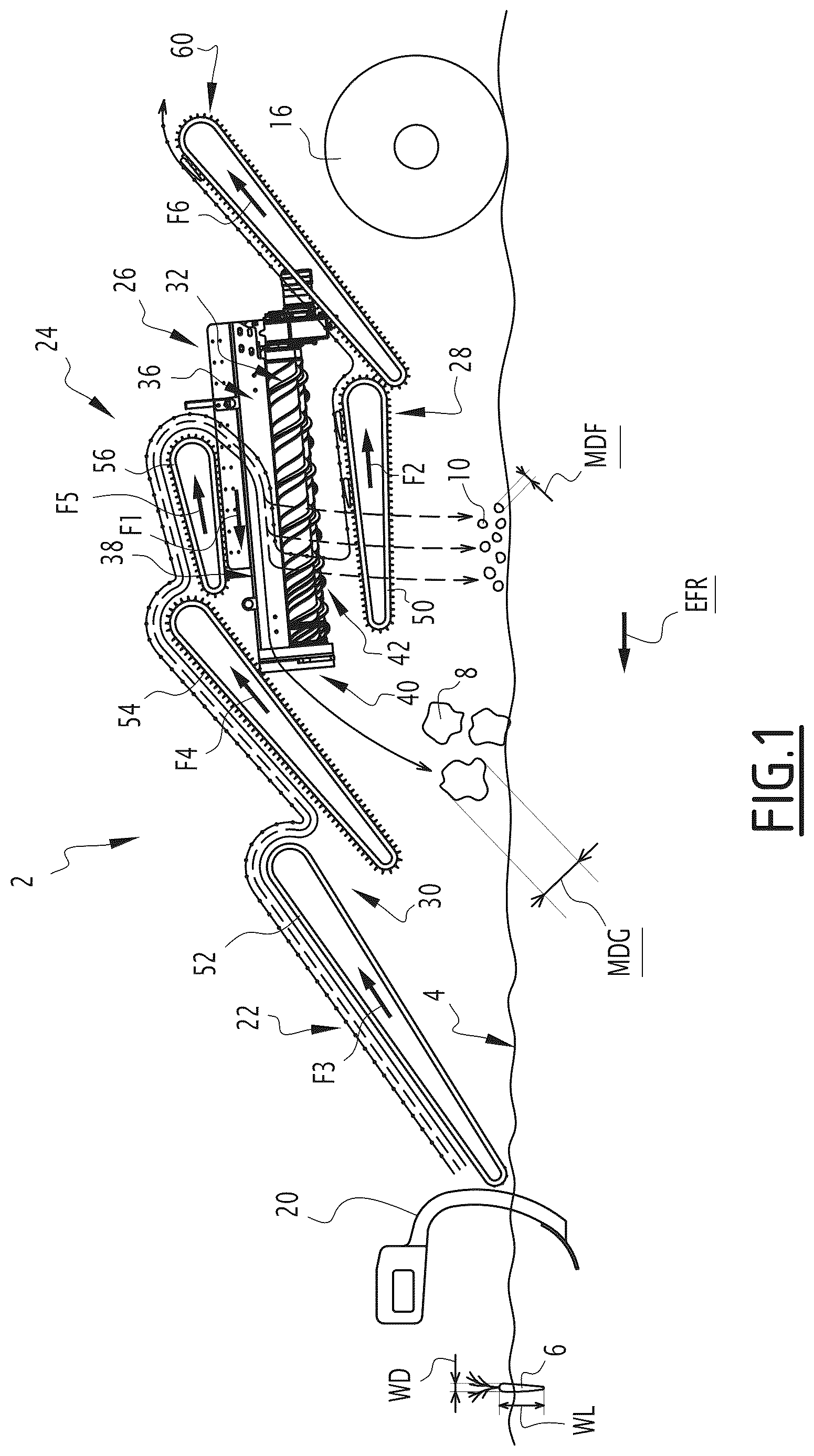 Patent US12610881 — Apparatus for cleaning narrow root crops, a corresponding cleaning apparatus, a harvesting and cleaning machine and a method — Figure 1