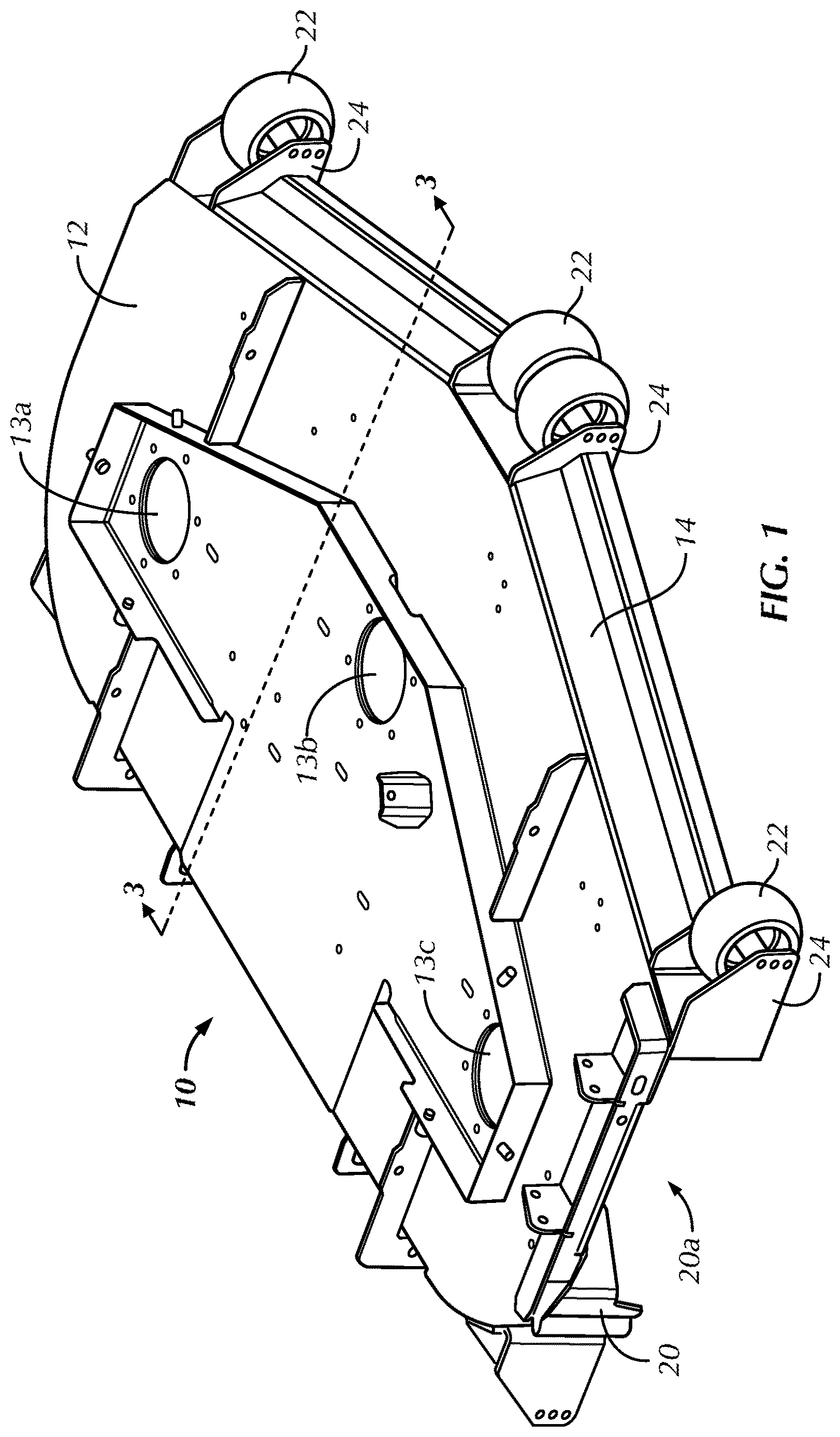 Patent US12610884 Figure 1 – Baffles for mower deck