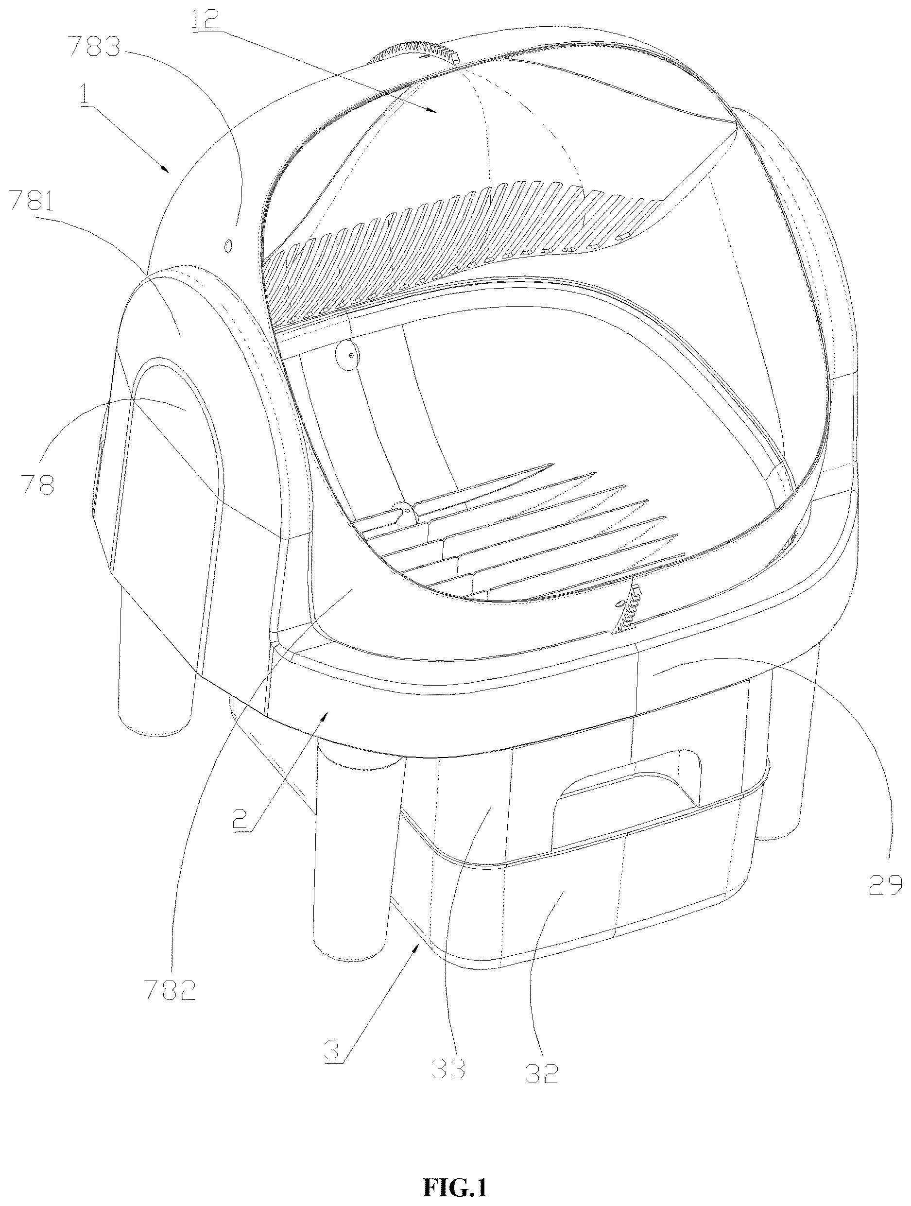 Patent US12610922 Figure 1 – Pet toilet