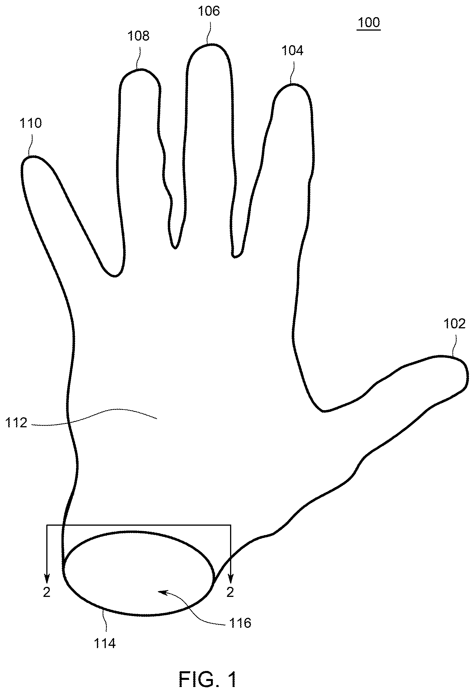 Patent US12610994 Figure 1 – Highly chemical resistant glove