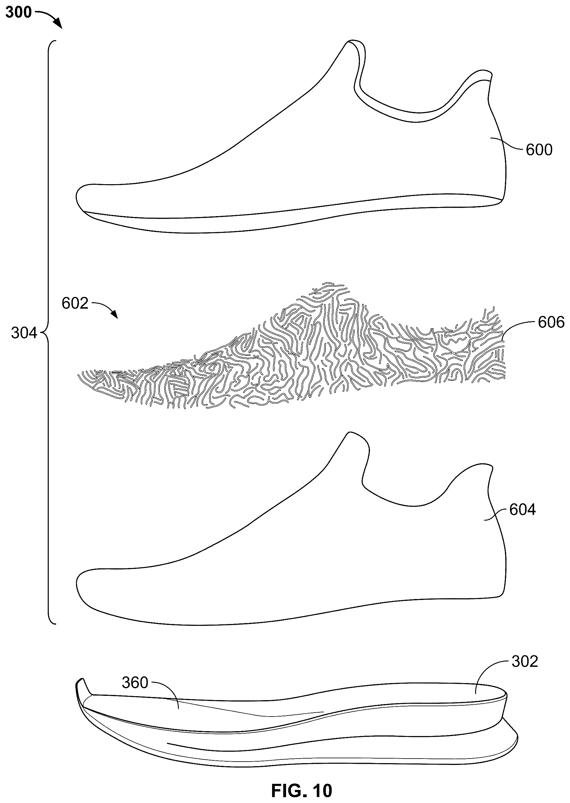 Patent US12611007 Figure 10 – Article of footwear having a degradable component