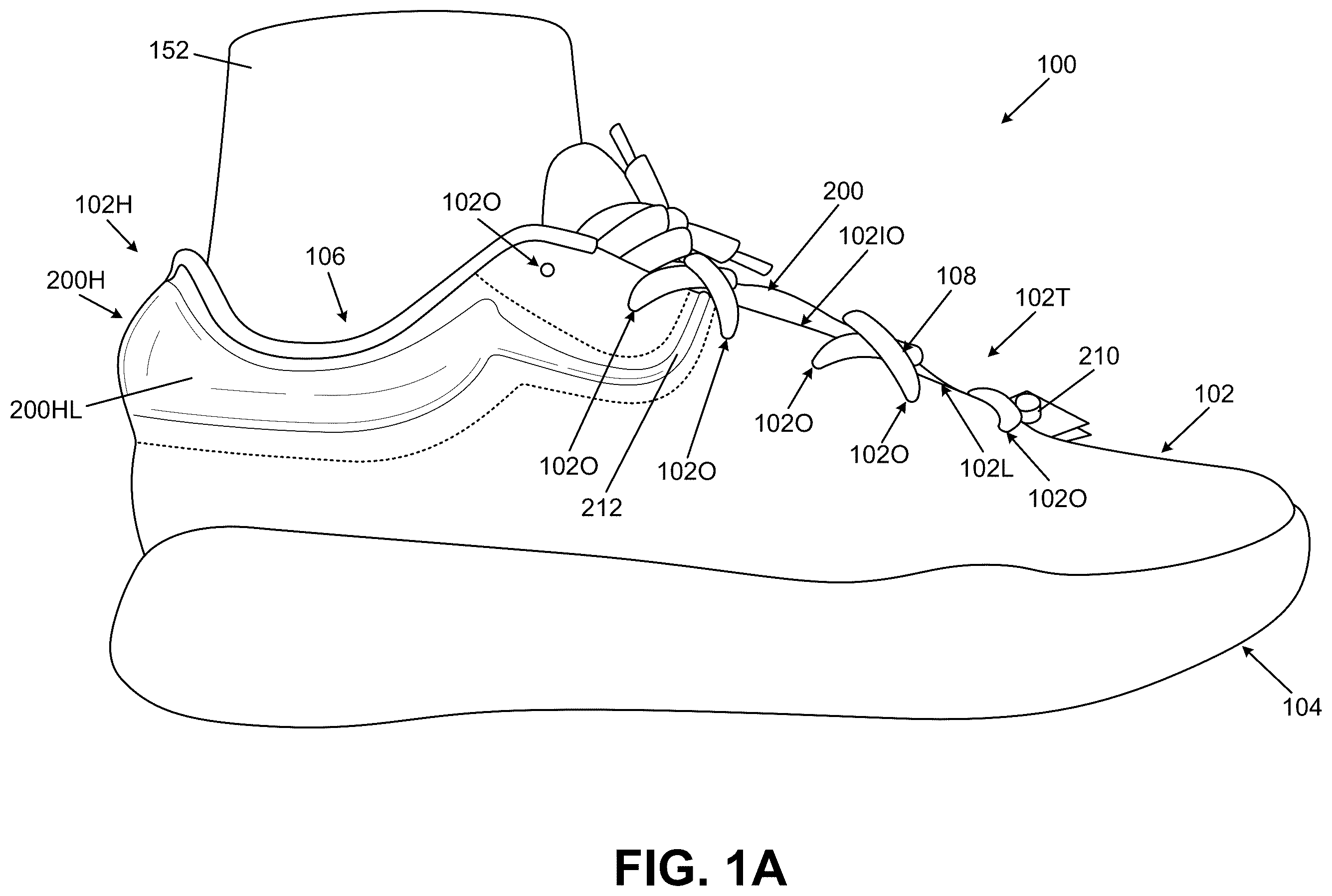 Patent US12611009 — Bladders, footwear uppers including bladders, and articles of footwear including bladders in the upper — Figure 1