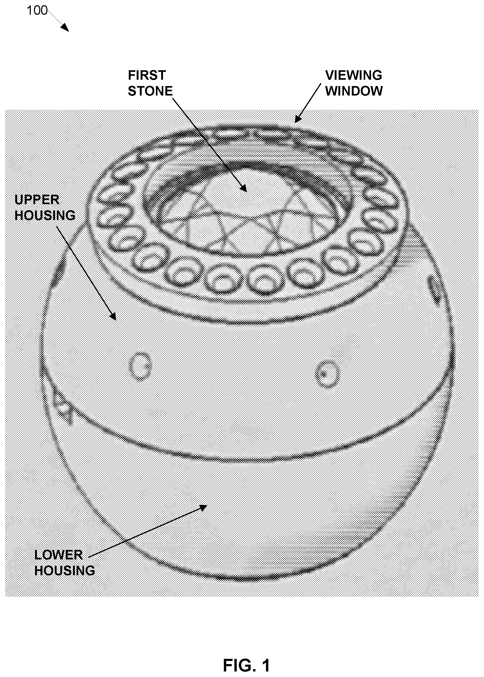 Patent US12611012 — Multi-stone jewelry setting with internal pivot mechanism — Figure 1