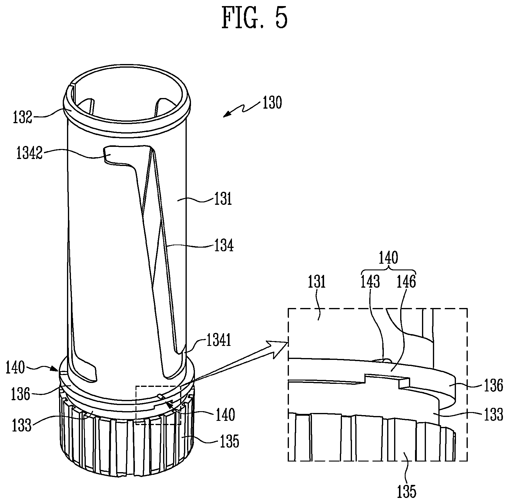 Patent US12611024 Figure 5 – Cosmetic container