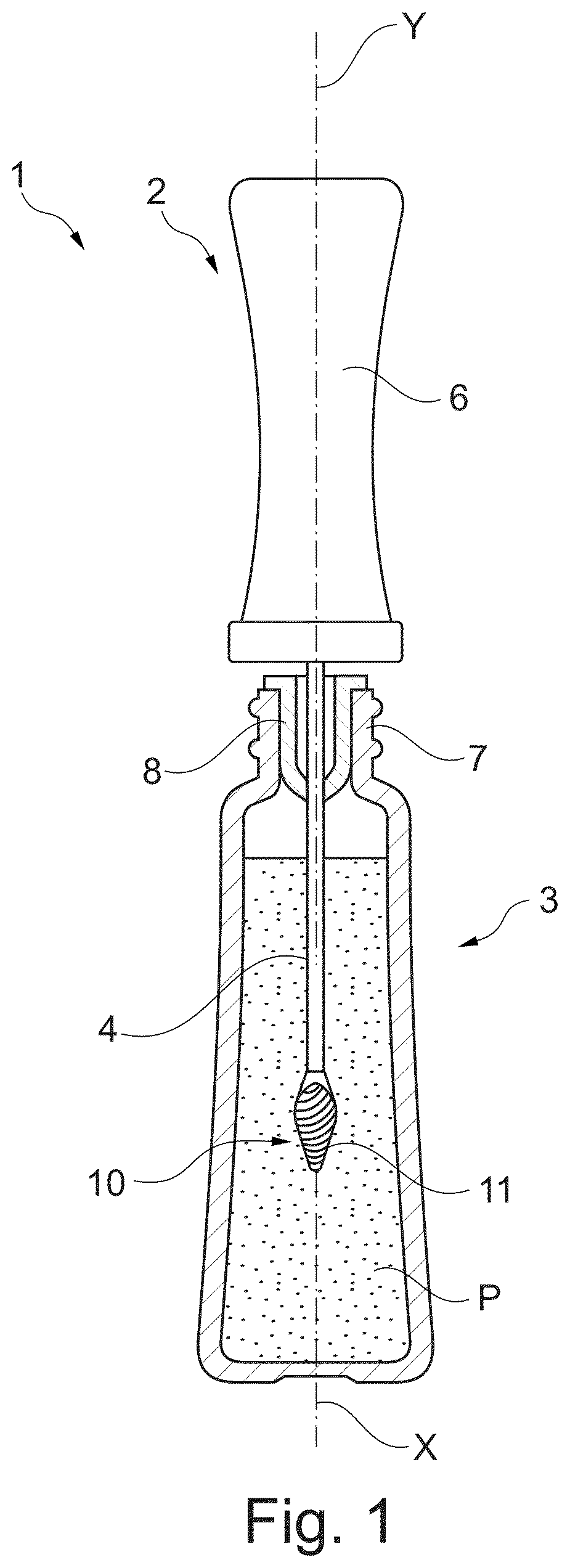 Patent US12611025 — Applicator for applying makeup to human keratin fibres, in particular the eyebrows — Figure 1