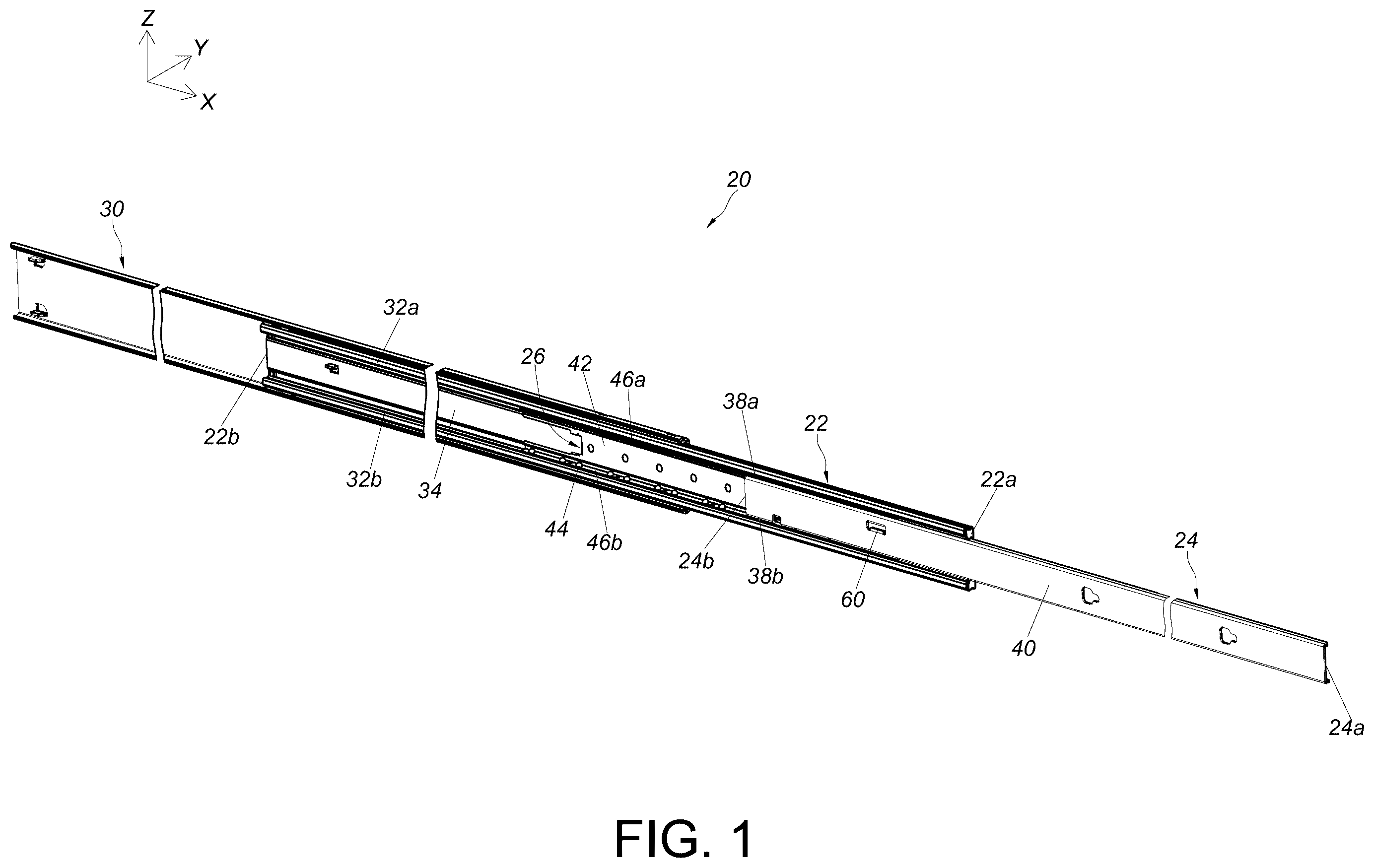 Patent US12611030 — Slide rail assembly — Figure 1
