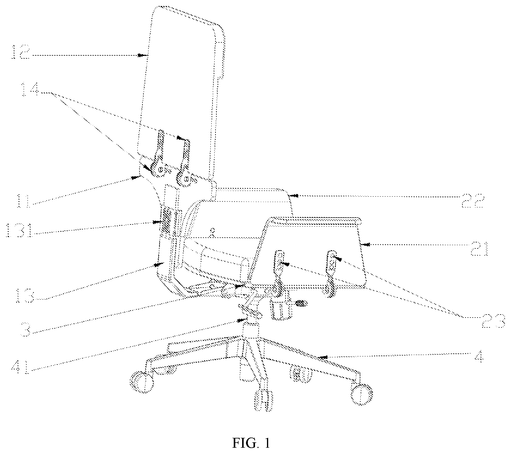 Patent US12611037 Figure 1 – Adjustable multi-use chair