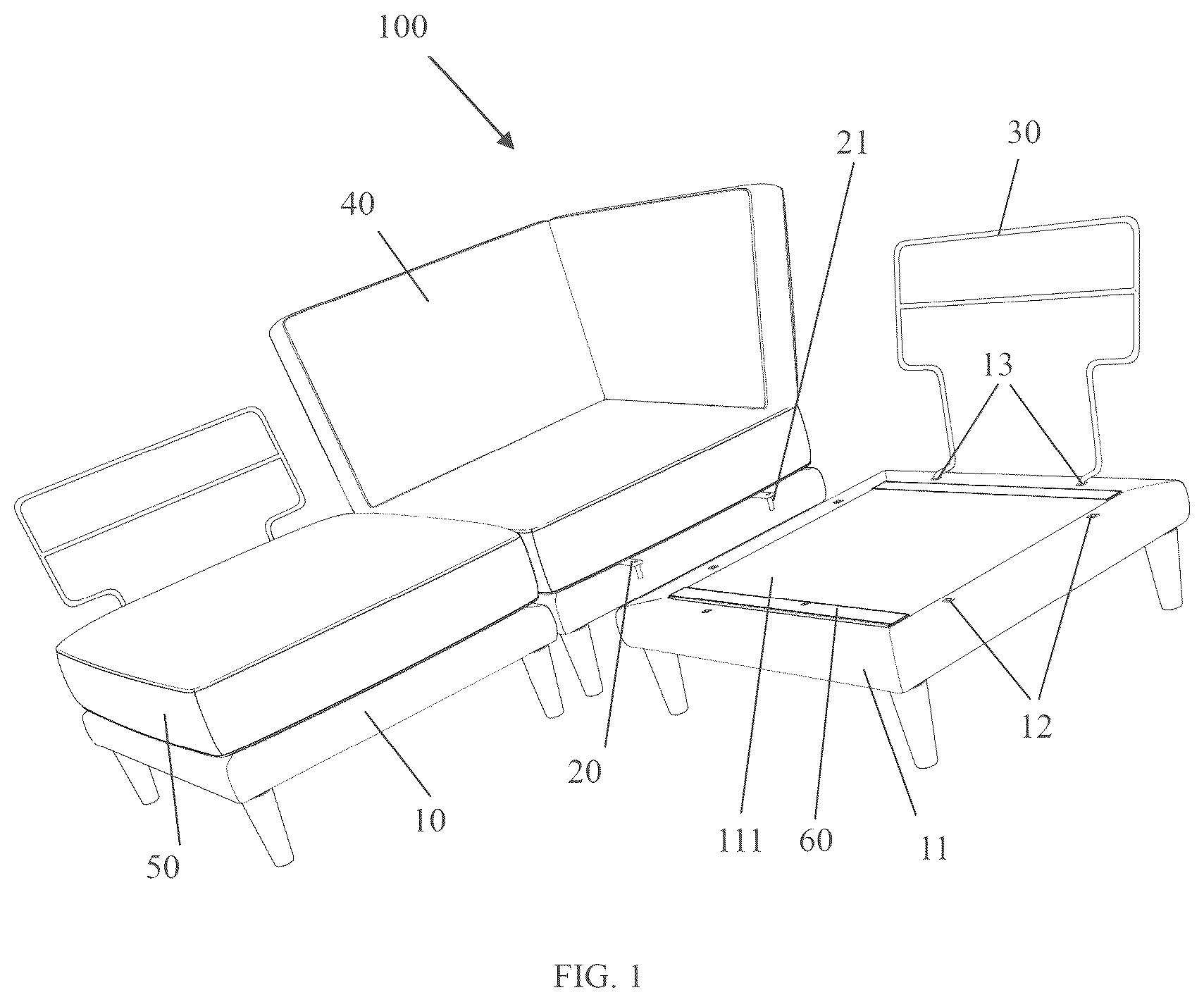 Patent US12611040 — Modular sofa — Figure 1