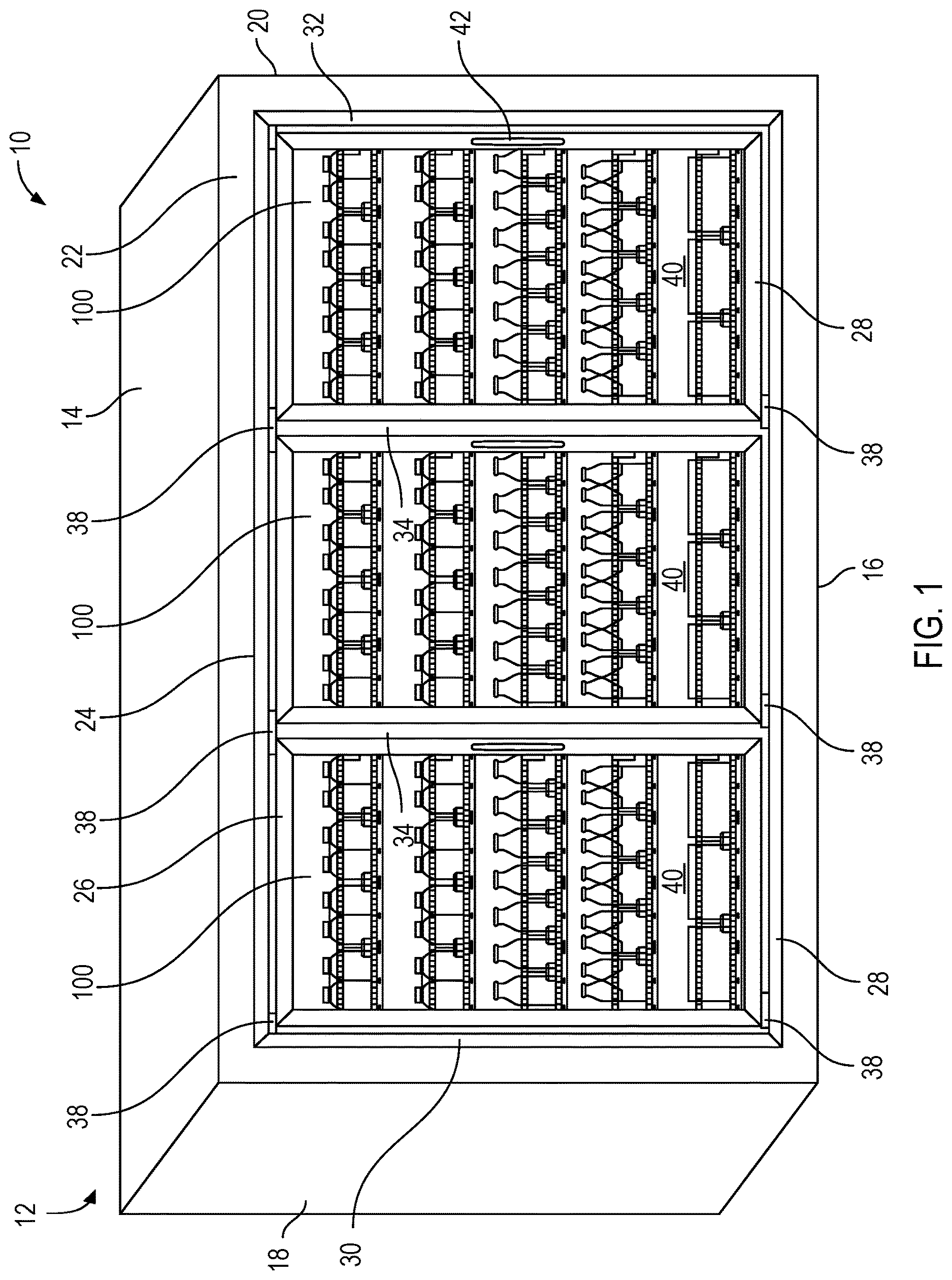 Patent US12611052 Figure 1 – Reducing power consumption of refrigerated display case with electronic door display