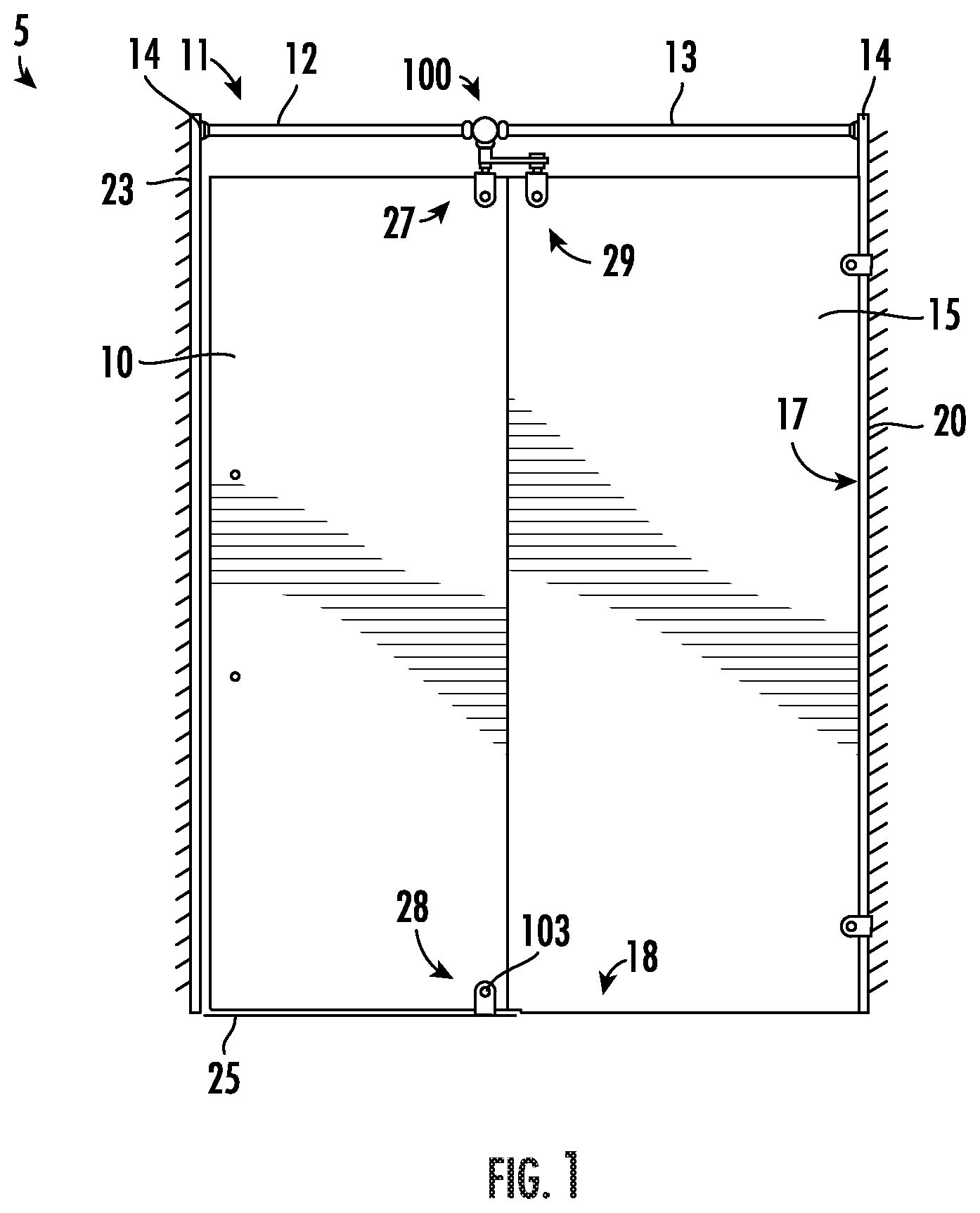 Patent US12611068 Figure 1 – Shower door system