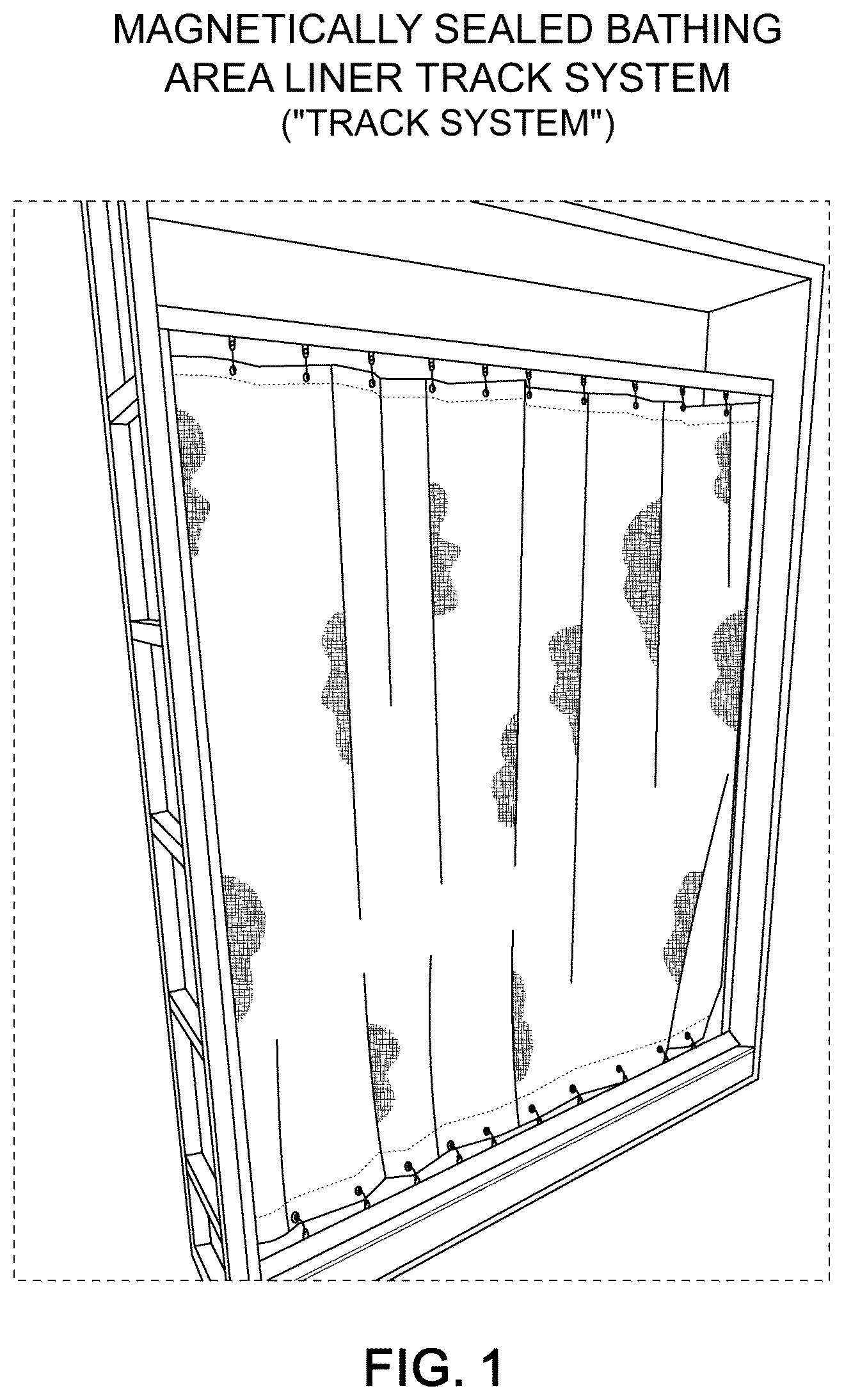 Patent US12611069 — Magnetically sealed bathing area liner track system — Figure 1