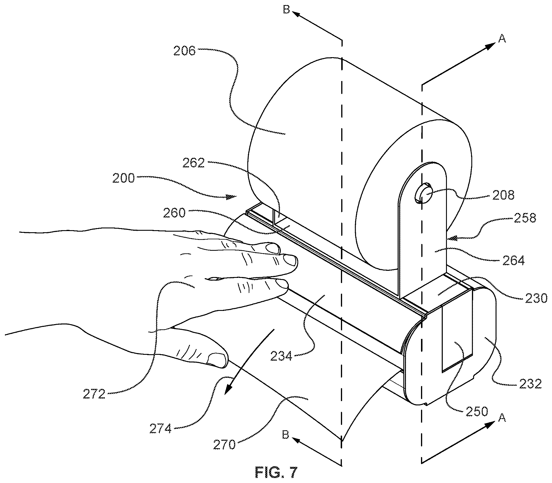 Patent US12611073 Figure 6 – Dispensing assembly for paper products