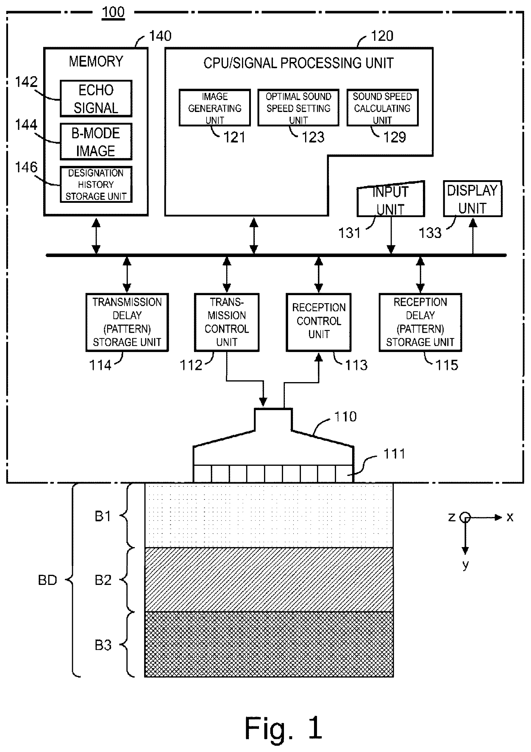 Patent US12611170 — Ultrasound diagnostic device capable of changing the sound speed in a local region — Figure 1