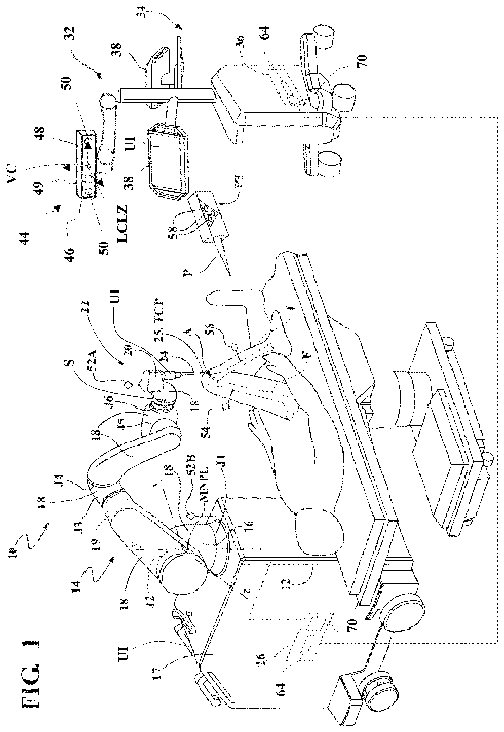 Patent US12611274 Figure 1 – Robotic surgical systems and methods for guiding a tool along a path using hybrid automated/manual control