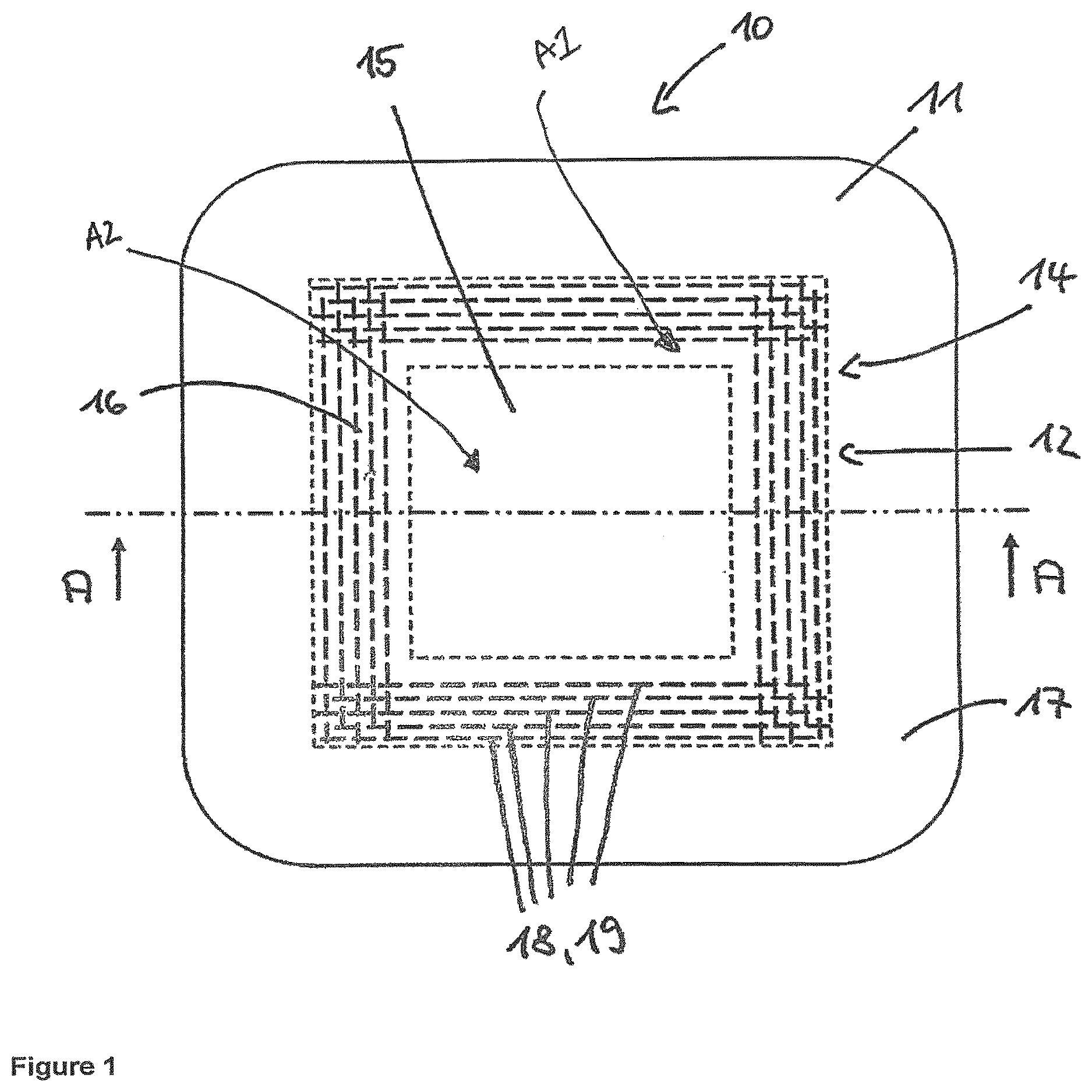 Patent US12611335 — Superabsorbent wound dressing with silicone wound contact layer — Figure 1