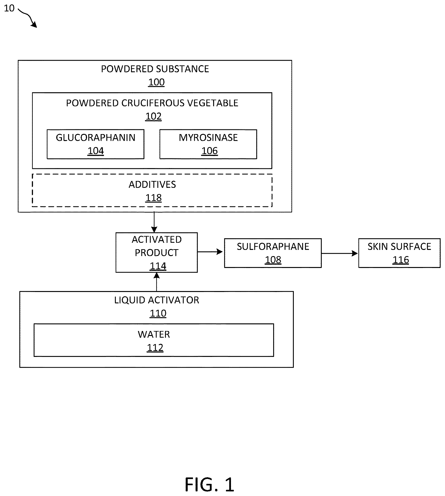 Patent US12611373 — Skincare composition and process for creating sulforaphane — Figure 1