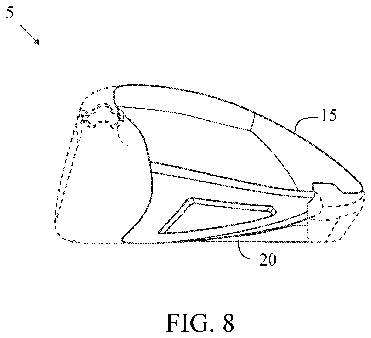 Patent US12611576 Figure 5 – Golf club head with a stress-reducing structure