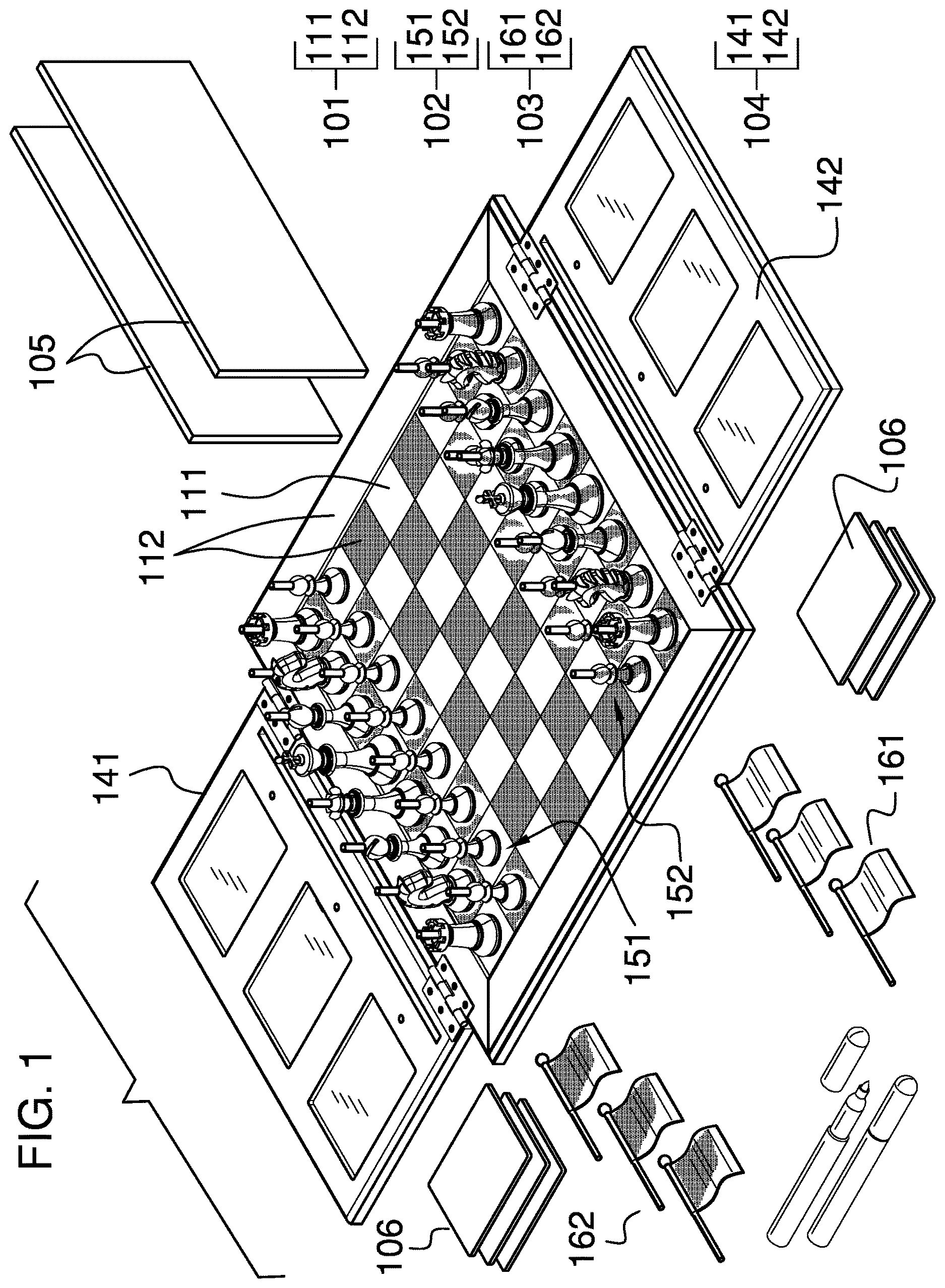 Patent US12611590 — Modified chess game — Figure 1