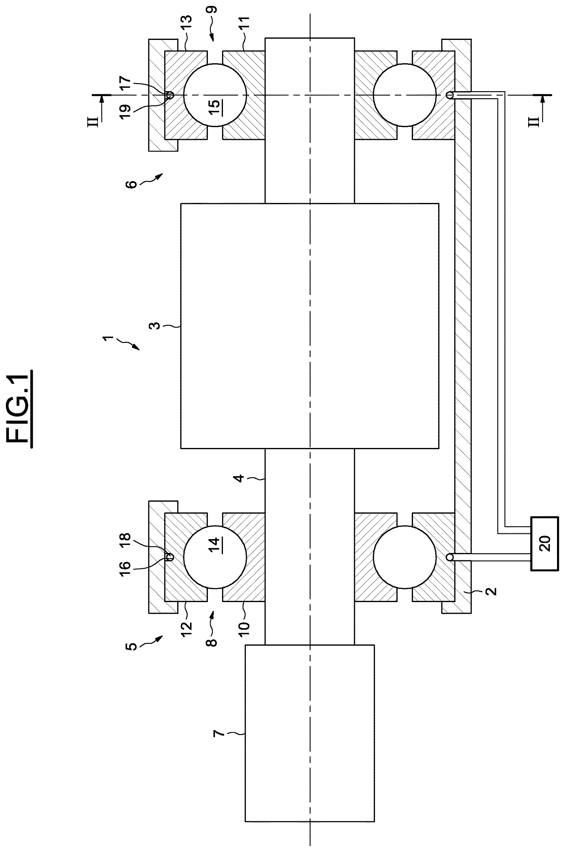 Patent US12611677 — Bearing arrangement of a horizontal grinding mill and method for determining the fill rate of the mill — Figure 1