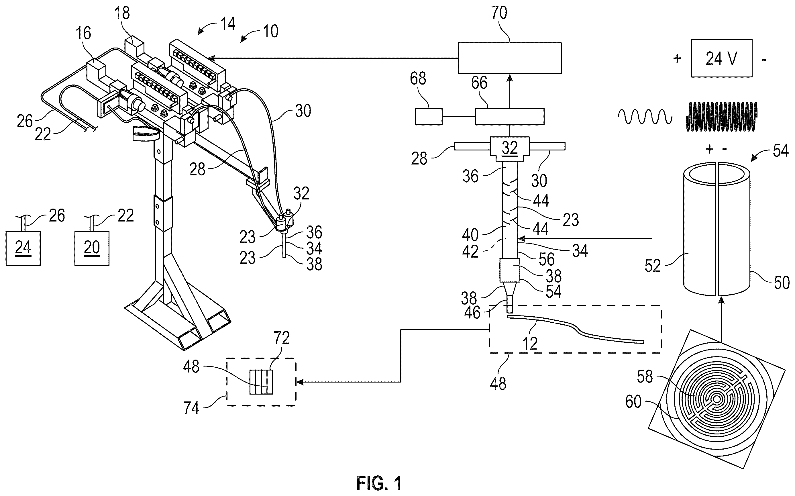 Patent US12611693 Figure 1 – Apparatus and method for dispensing a multi-component material