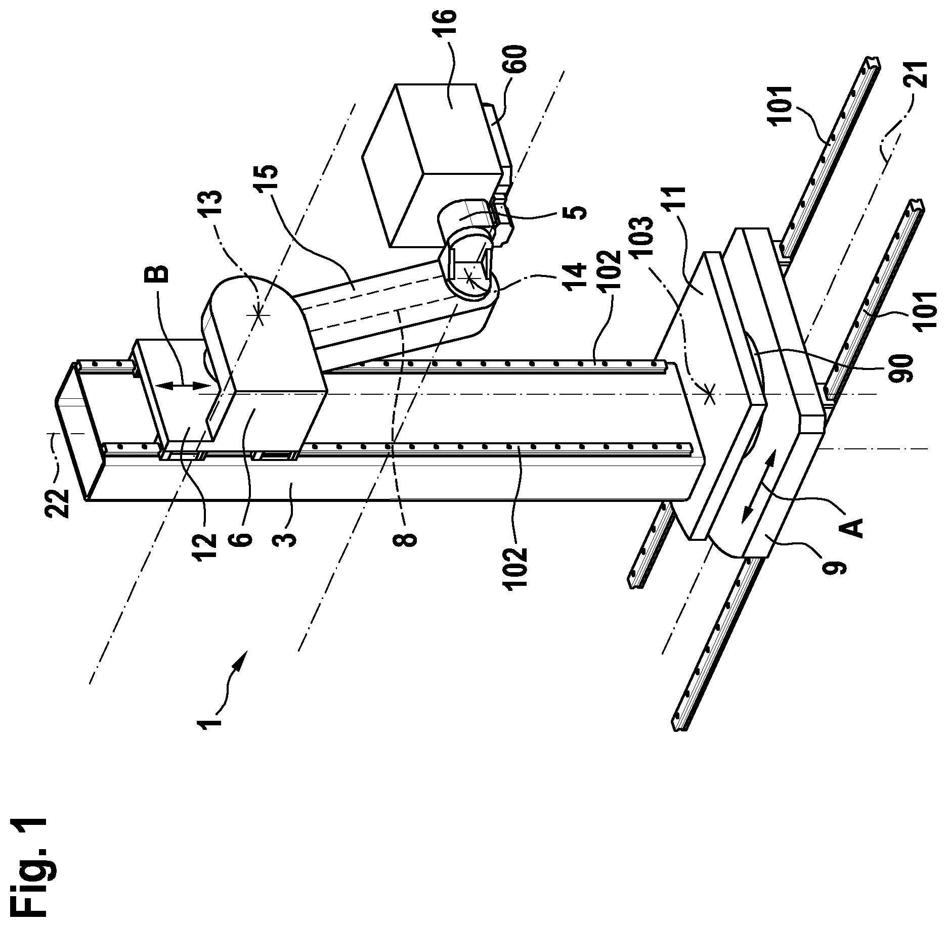 Patent US12611743 — Handling assembly of a machine tool — Figure 1
