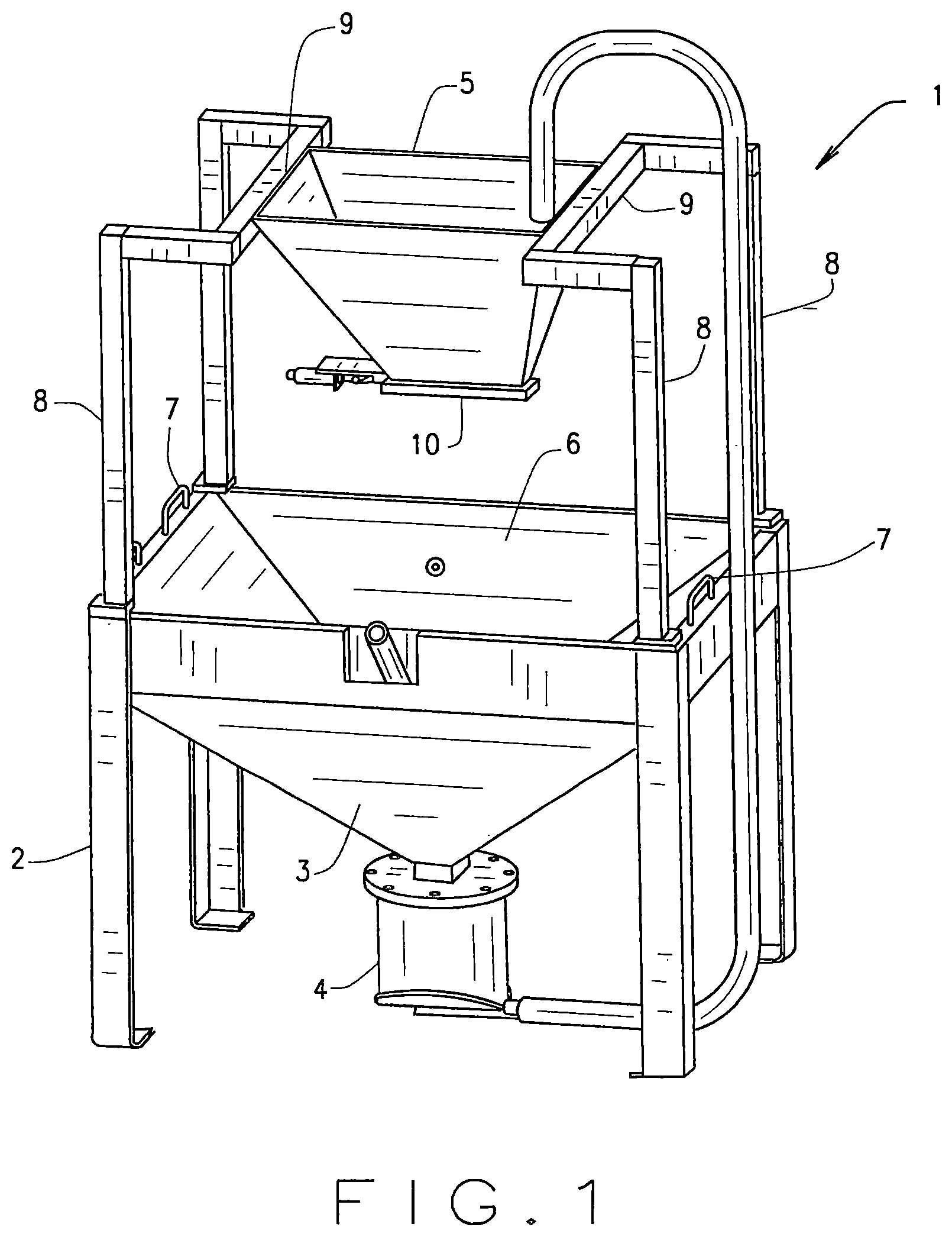 Patent US12611747 — Shot cascading apparatus for cleaning 3D printed components — Figure 1
