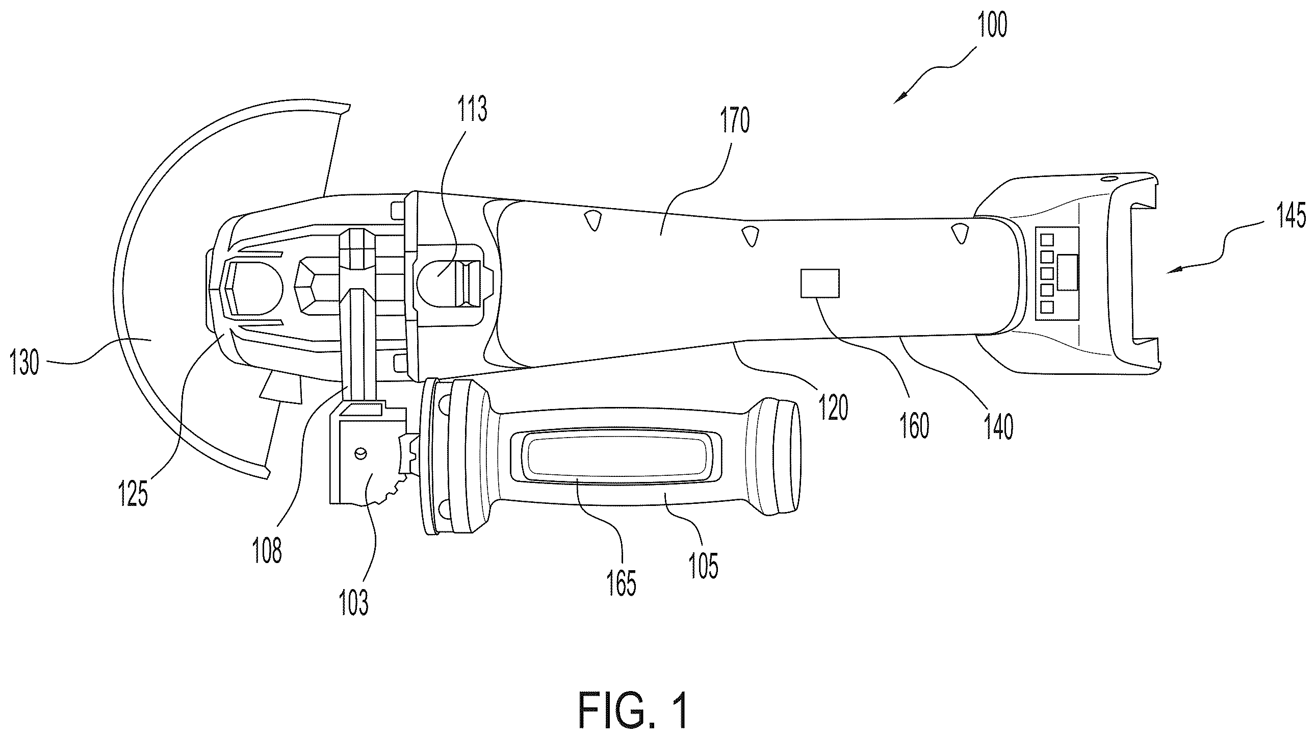 Patent US12611761 — Grinder including enhanced sensing and component detection — Figure 1