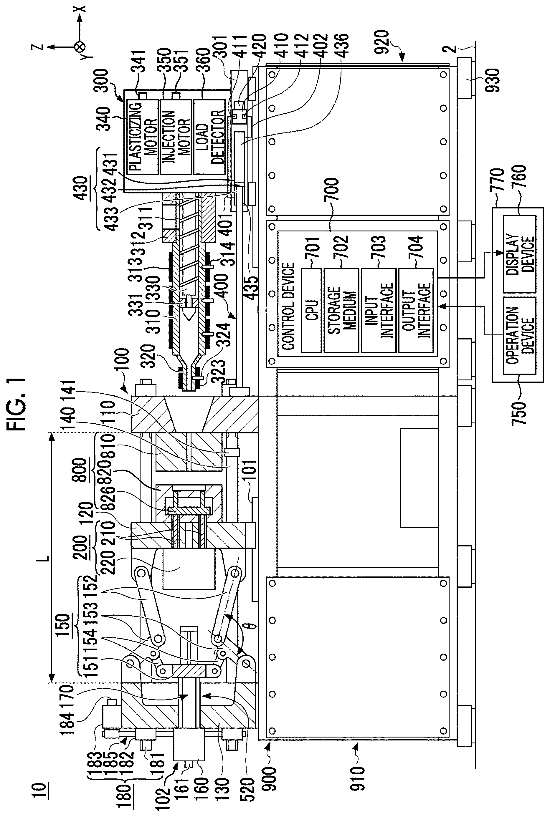Patent US12611807 — Control device of injection molding machine, injection molding machine, and method of controlling injection molding machine — Figure 1