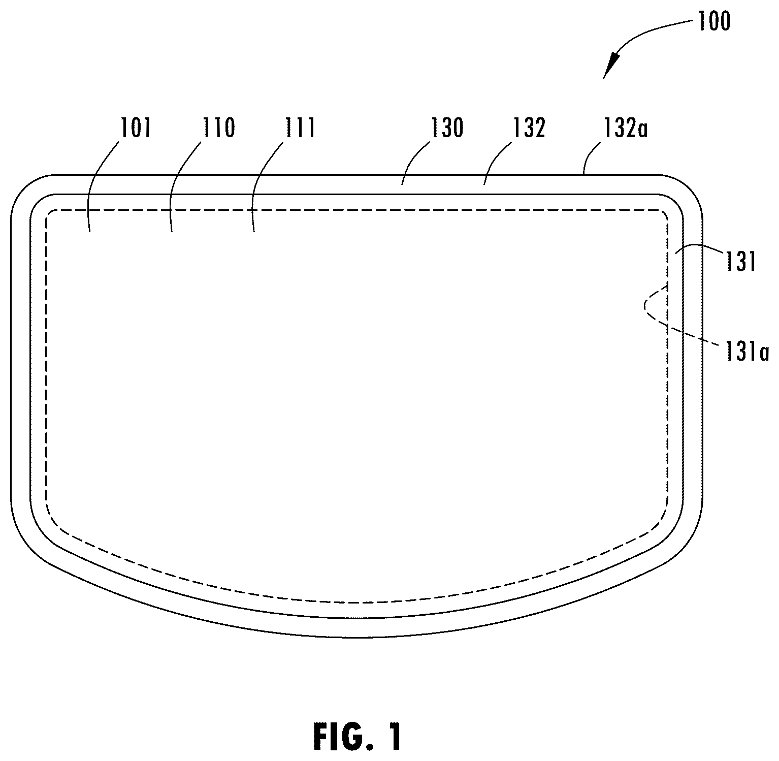 Patent US12611846 Figure 1 – Laminate window with edge protection