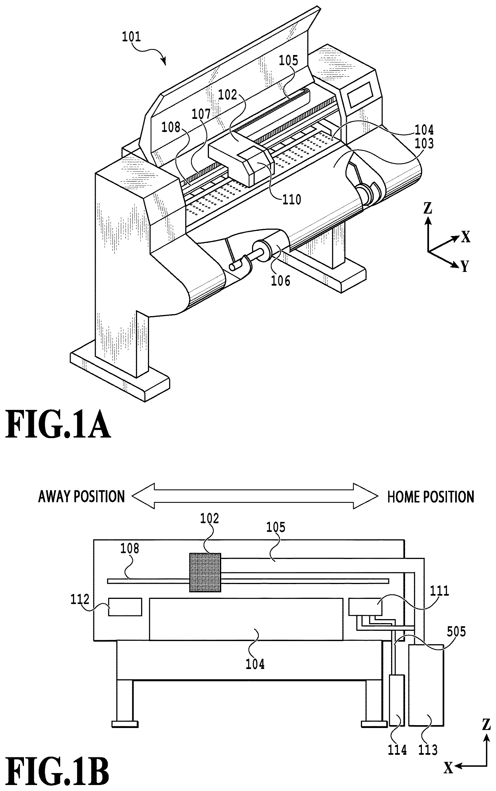 Patent US12611864 Figure 1 – Printing apparatus, method for controlling printing apparatus, and storage medium having first and second caps capping a liquid ejection nozzle and associated recovery operations