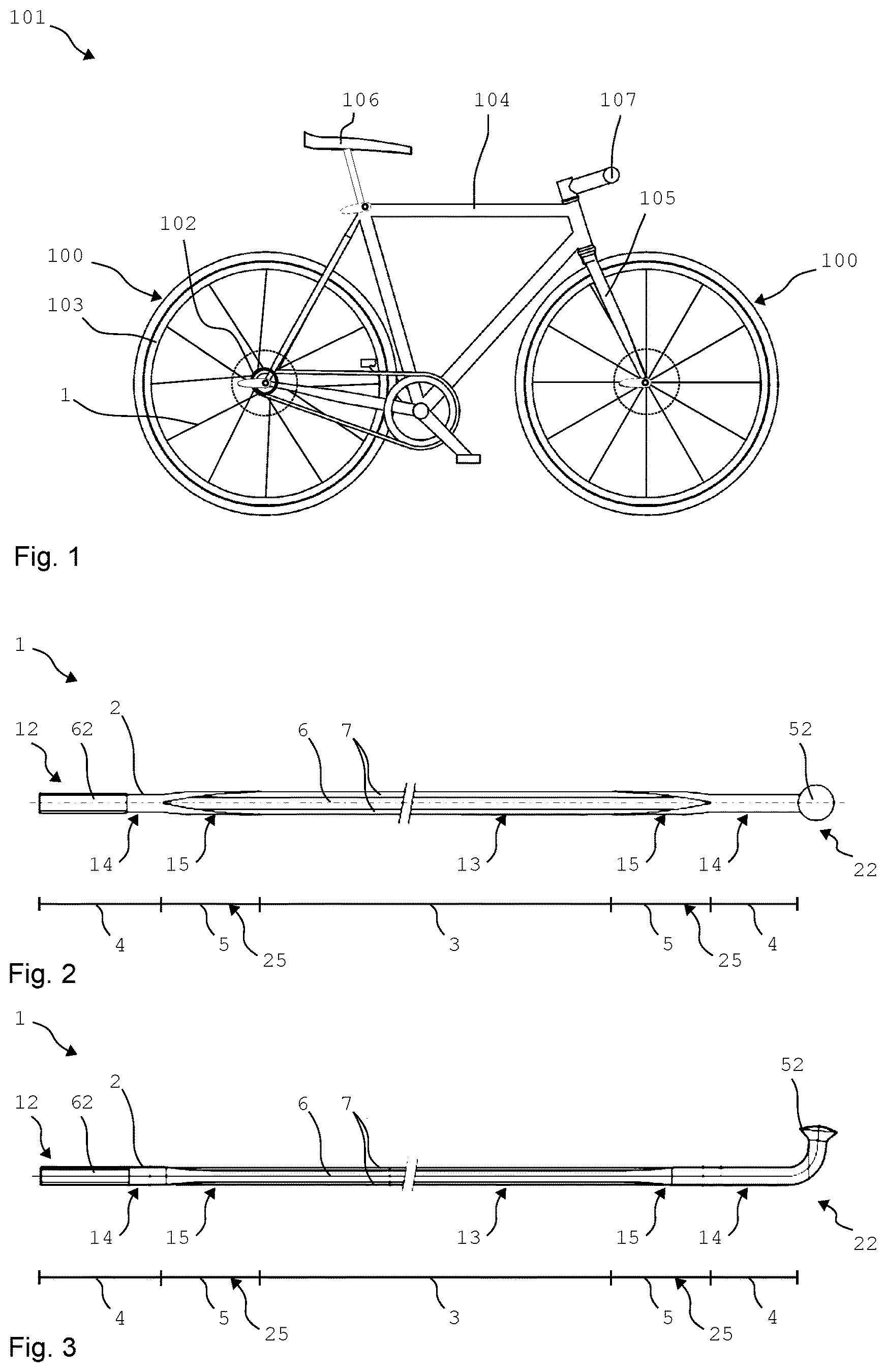 Patent US12611889 Figure 1 – Spoke, and method of manufacturing a spoke