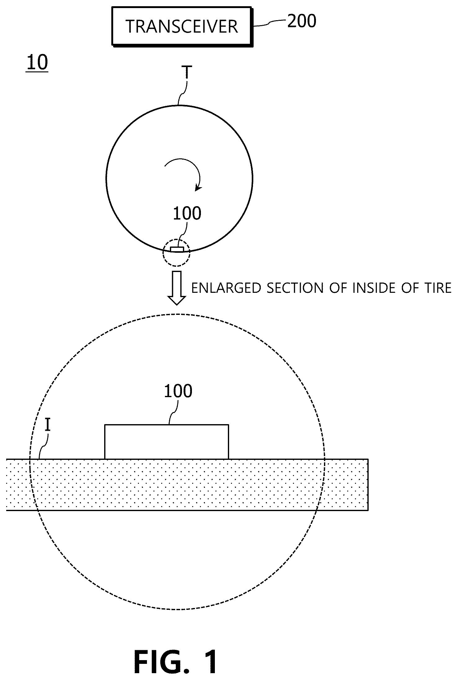 Patent US12611896 — Tire monitoring sensor powered by wireless power, system and control method thereof, and vehicle having the same — Figure 1