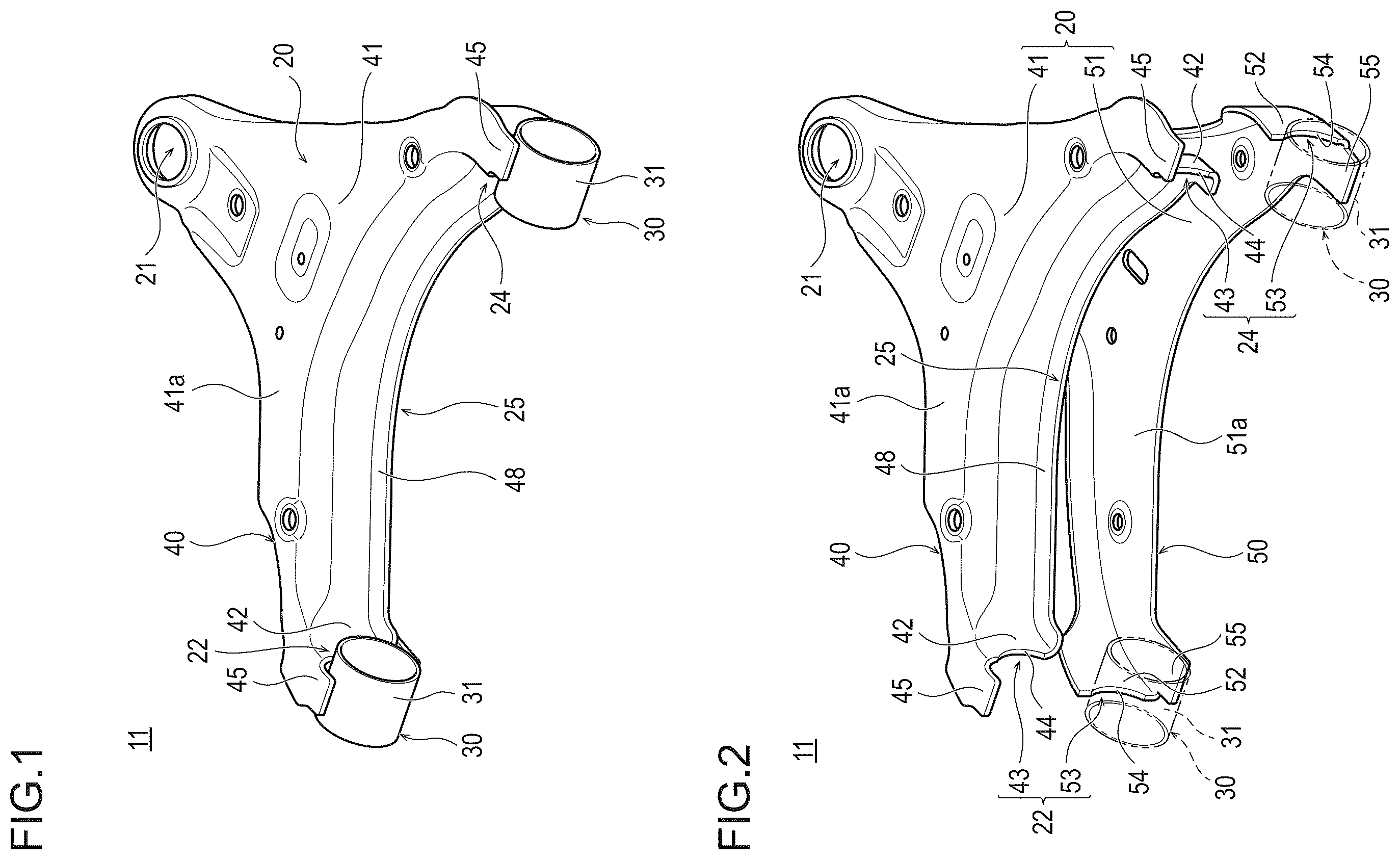 Patent US12611902 — Suspension structure for vehicle and method of manufacturing the same — Figure 1