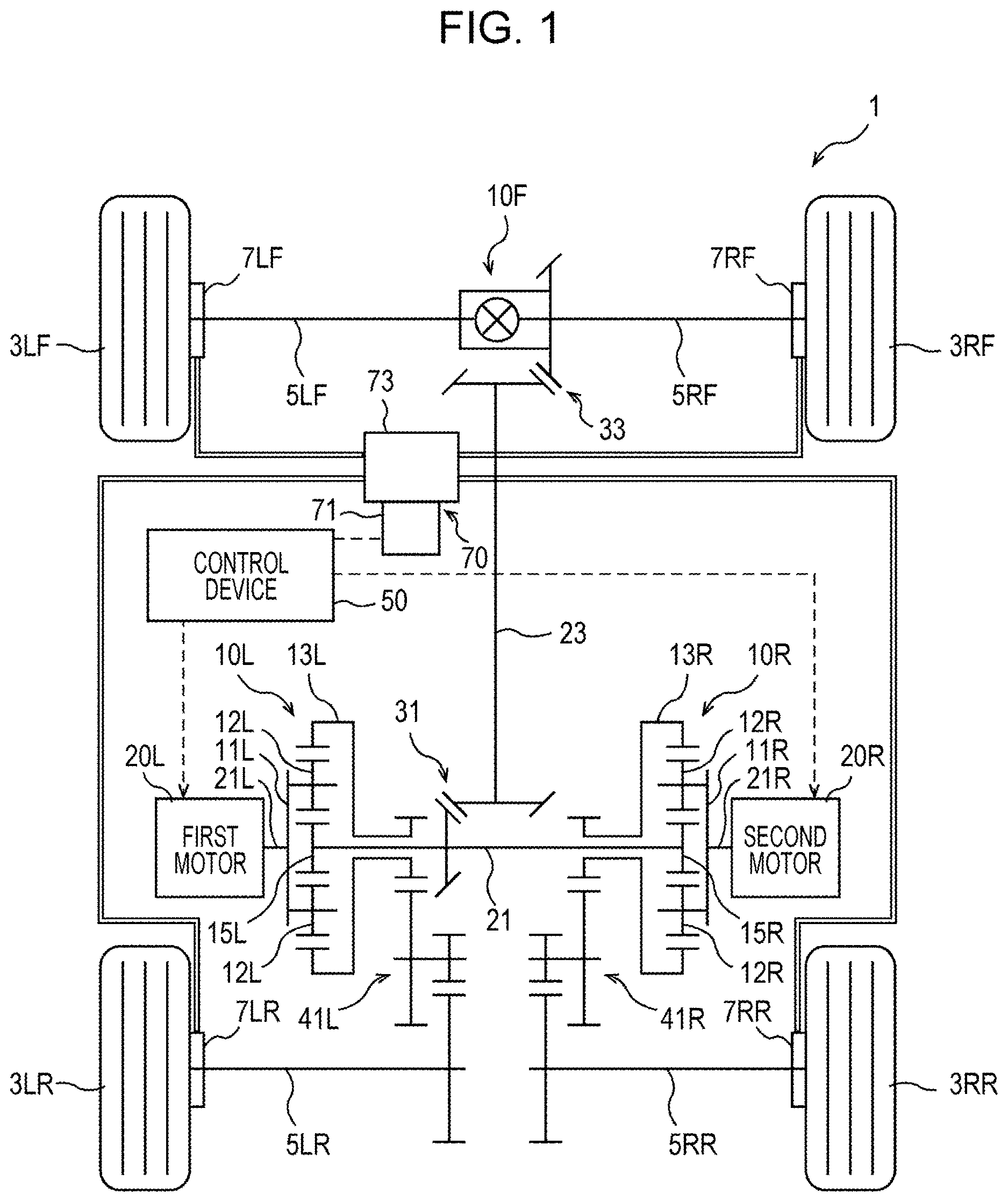 Patent US12611927 — Drive system for four-wheel drive vehicle — Figure 1