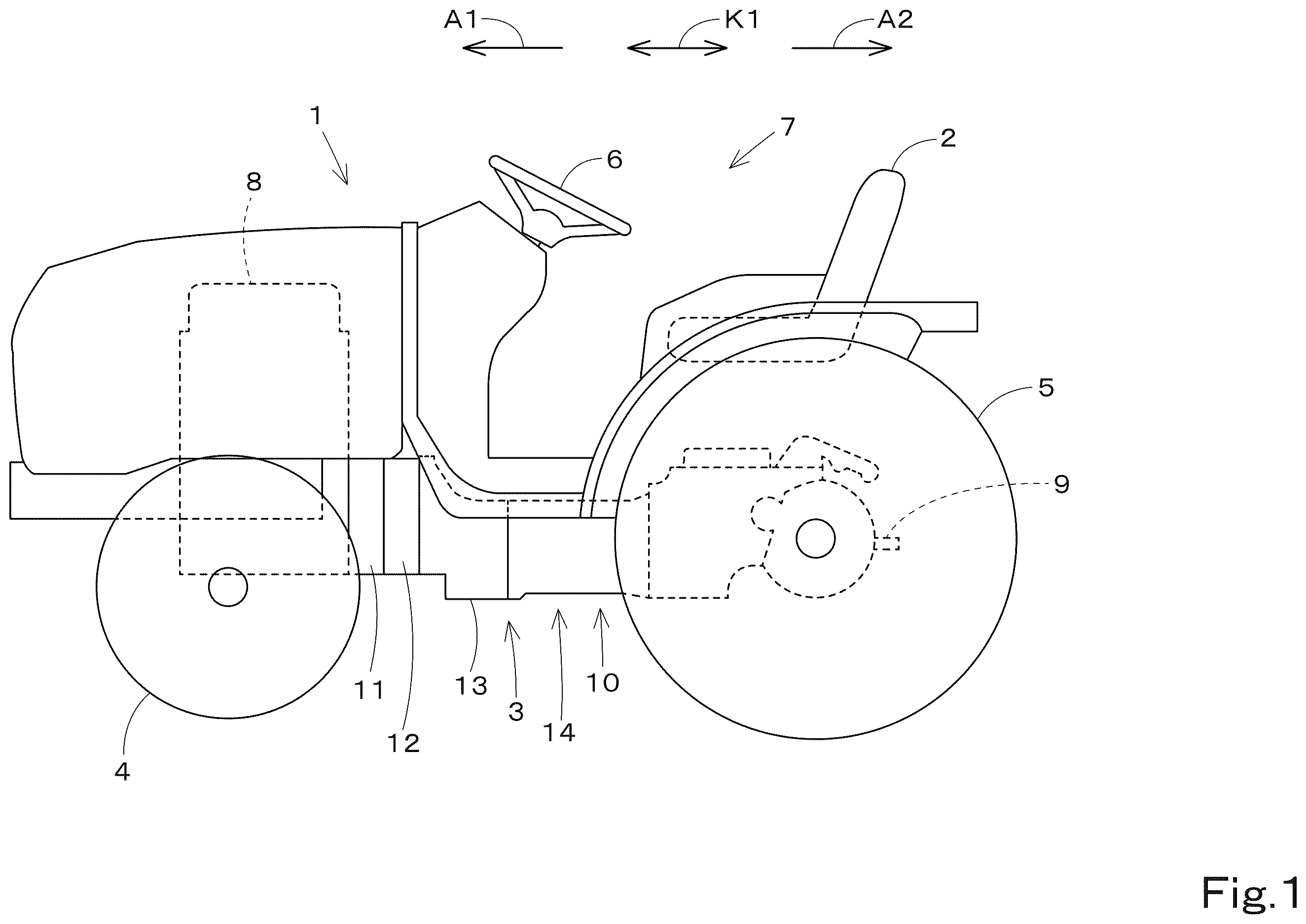 Patent US12611928 — Working vehicle — Figure 1