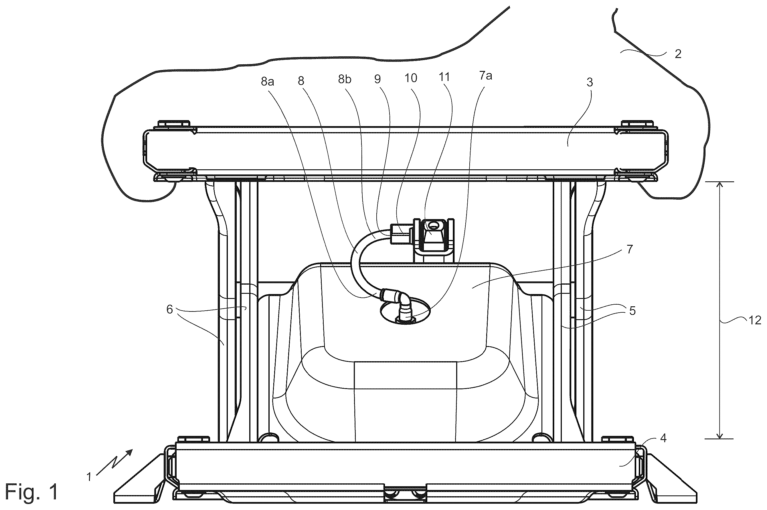 Patent US12611974 — Vehicle seat with air spring and damper element — Figure 1