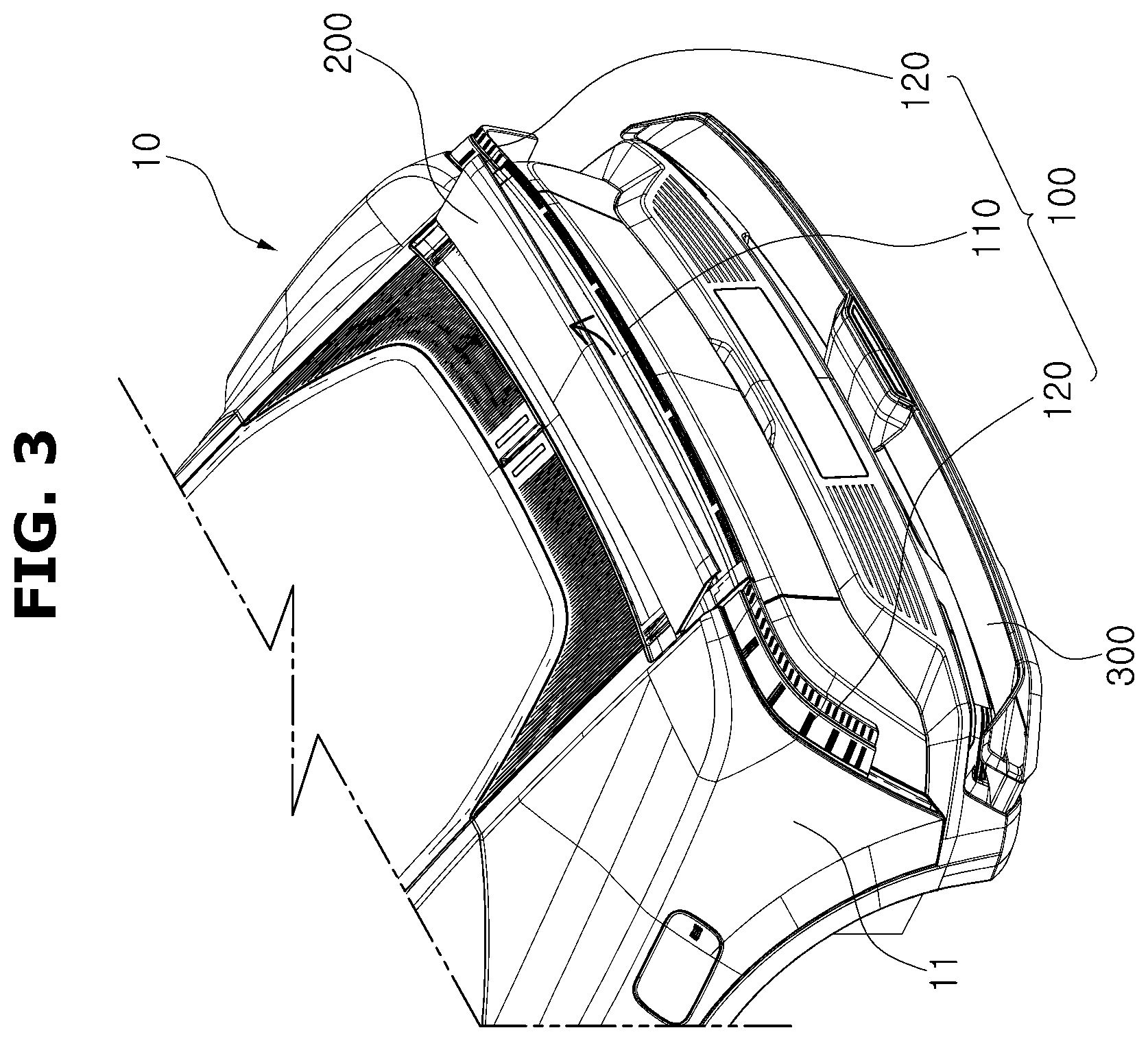 Patent US12611983 Figure 3 – Variable spoiler lighting apparatus for vehicle