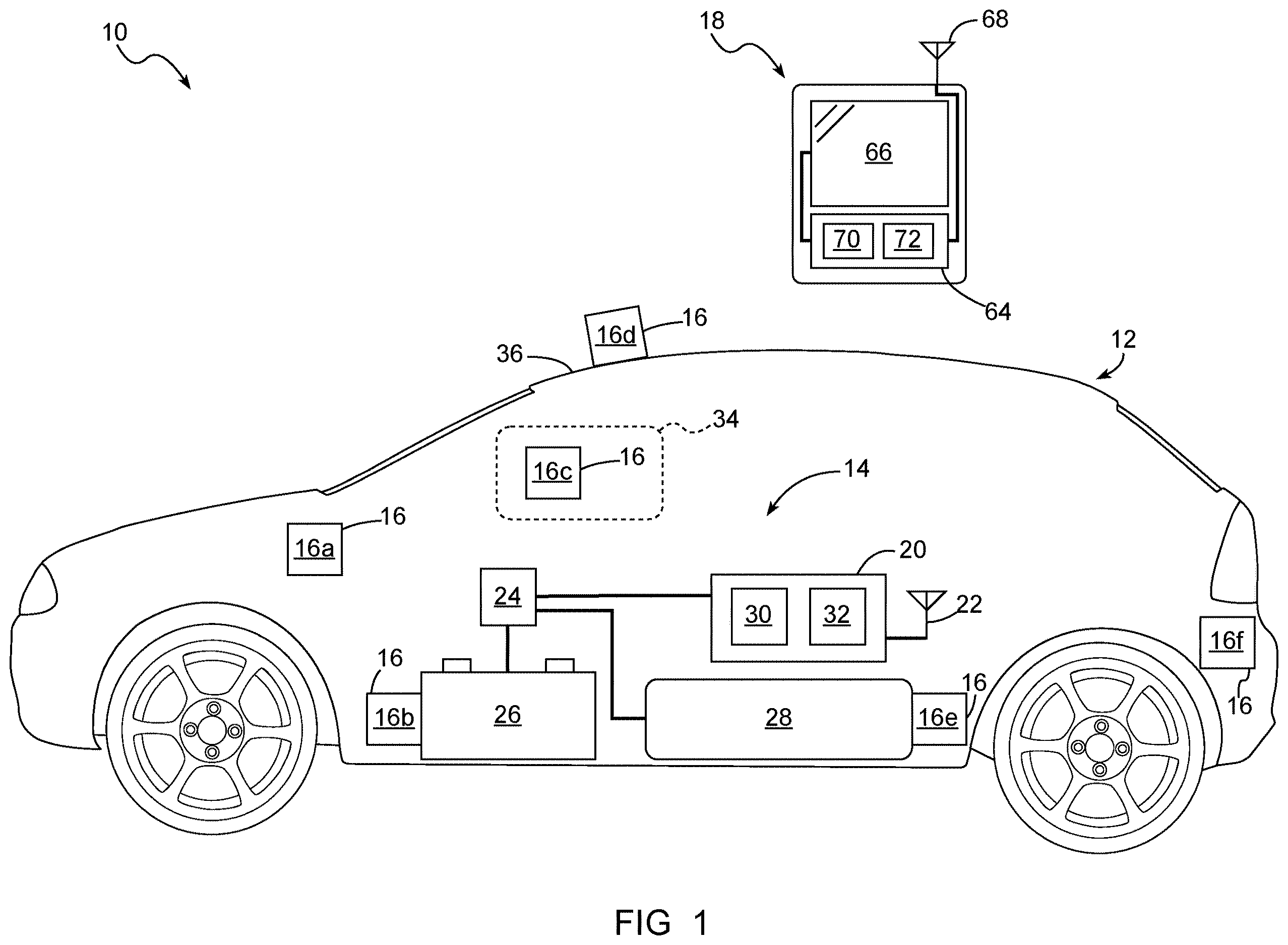 Patent US12612034 Figure 1 – System and method for providing information to first responders after a vehicle collision