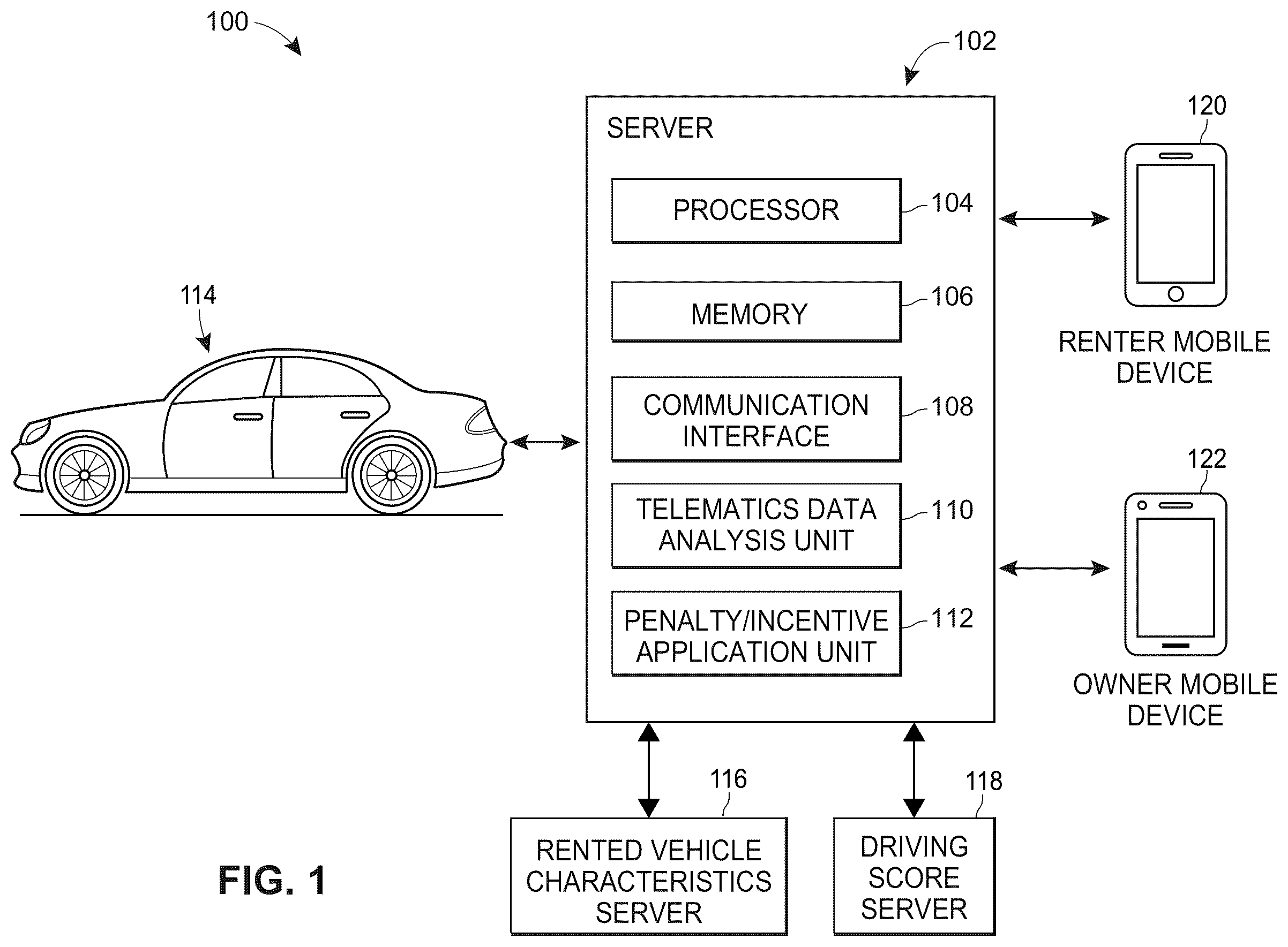 Patent US12612050 — Determining acceptable driving behavior based on vehicle specific characteristics — Figure 1