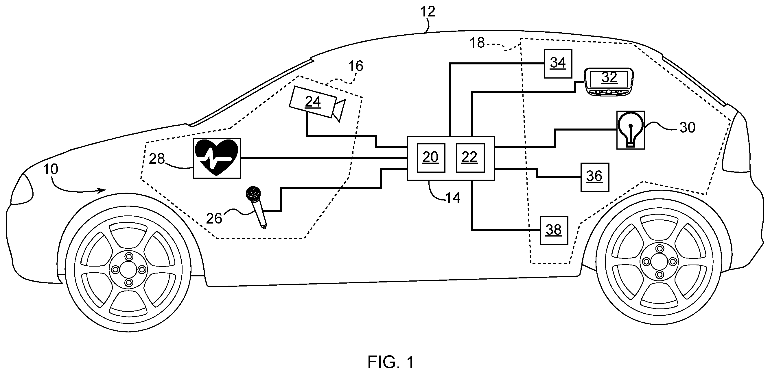 Patent US12612053 Figure 1 – Vehicle interior personalization based on emotional state