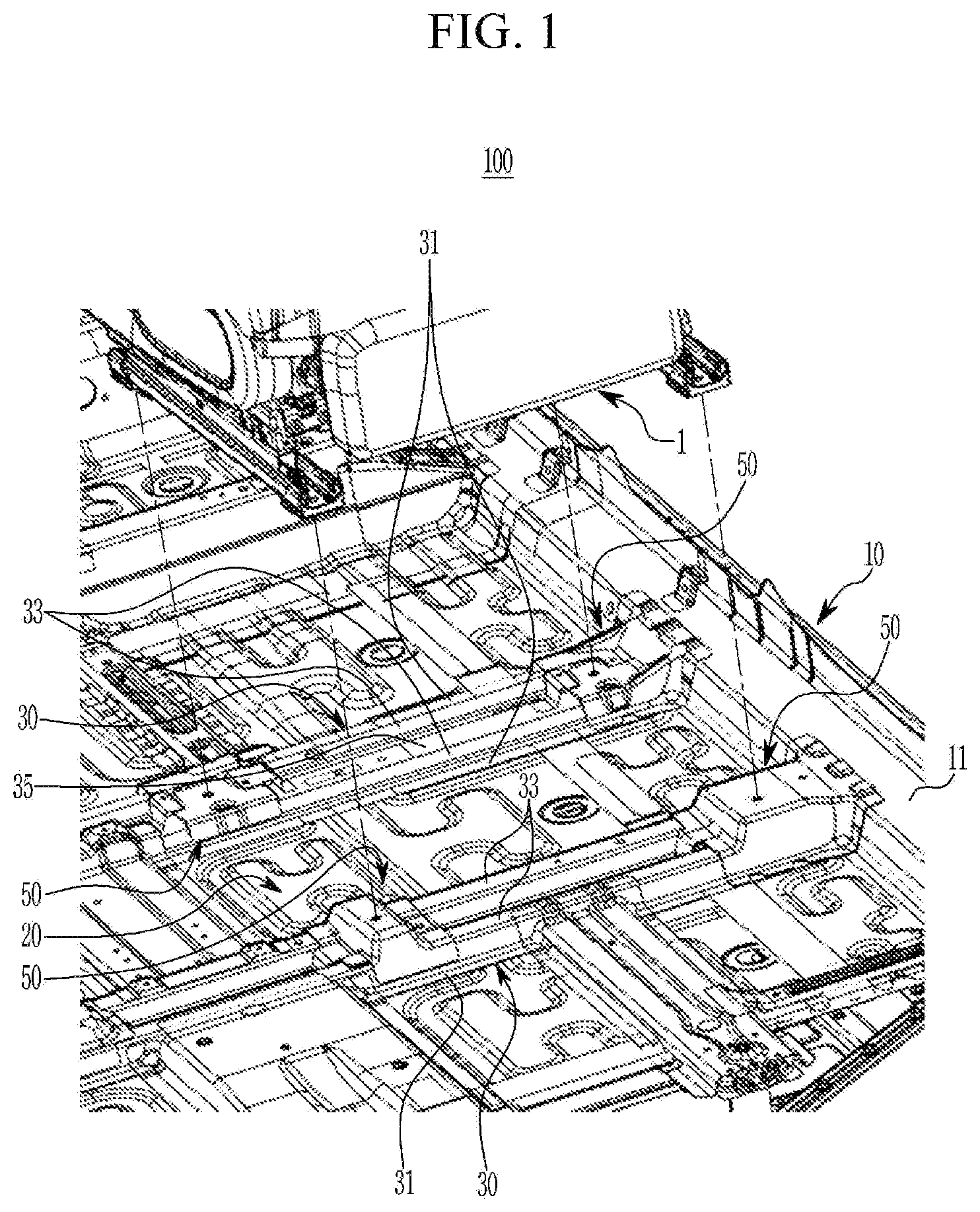 Patent US12612114 — Floor structure for electric vehicle — Figure 1