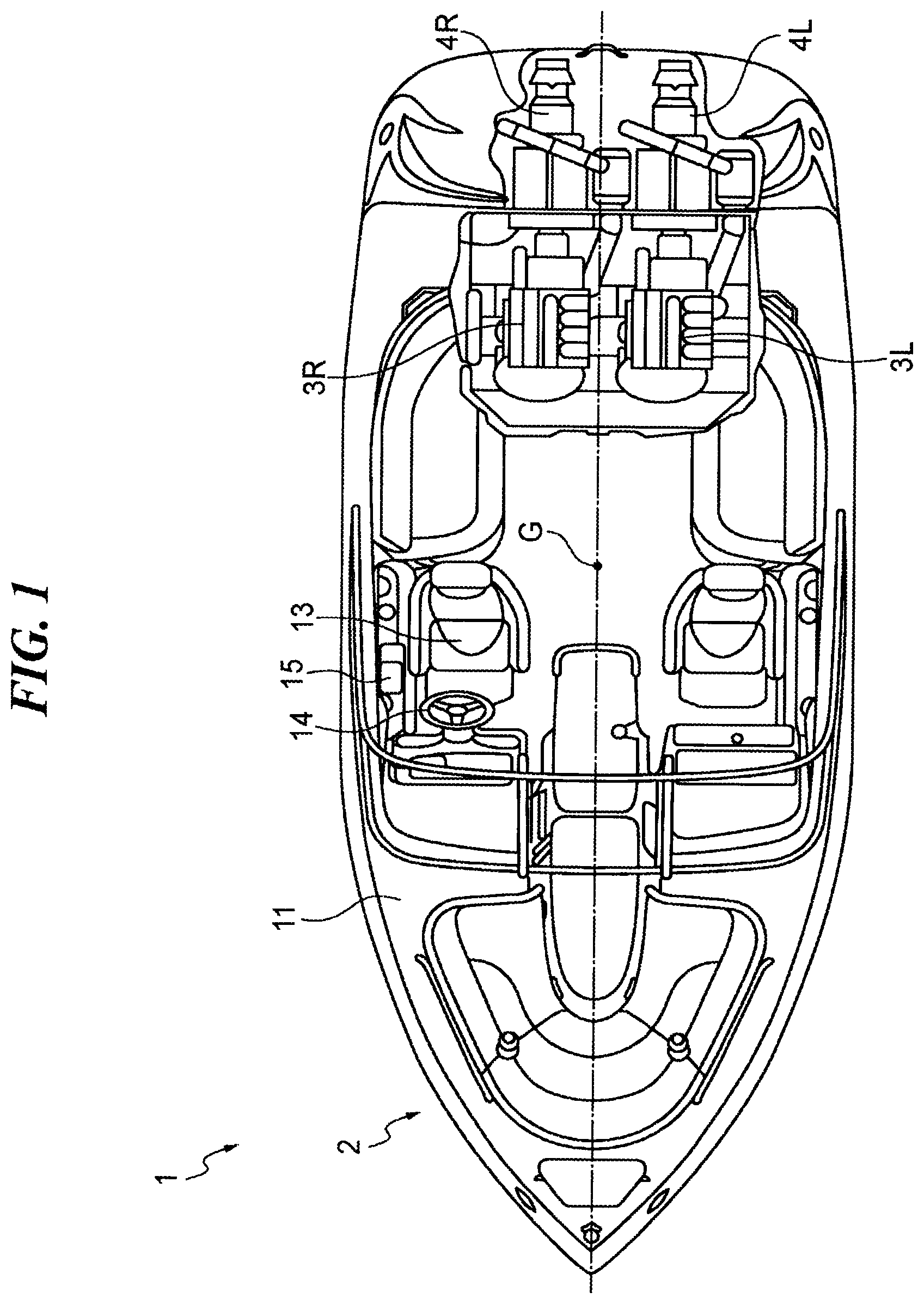 Patent US12612145 — Marine vessel maneuvering support apparatus, and marine vessel — Figure 1