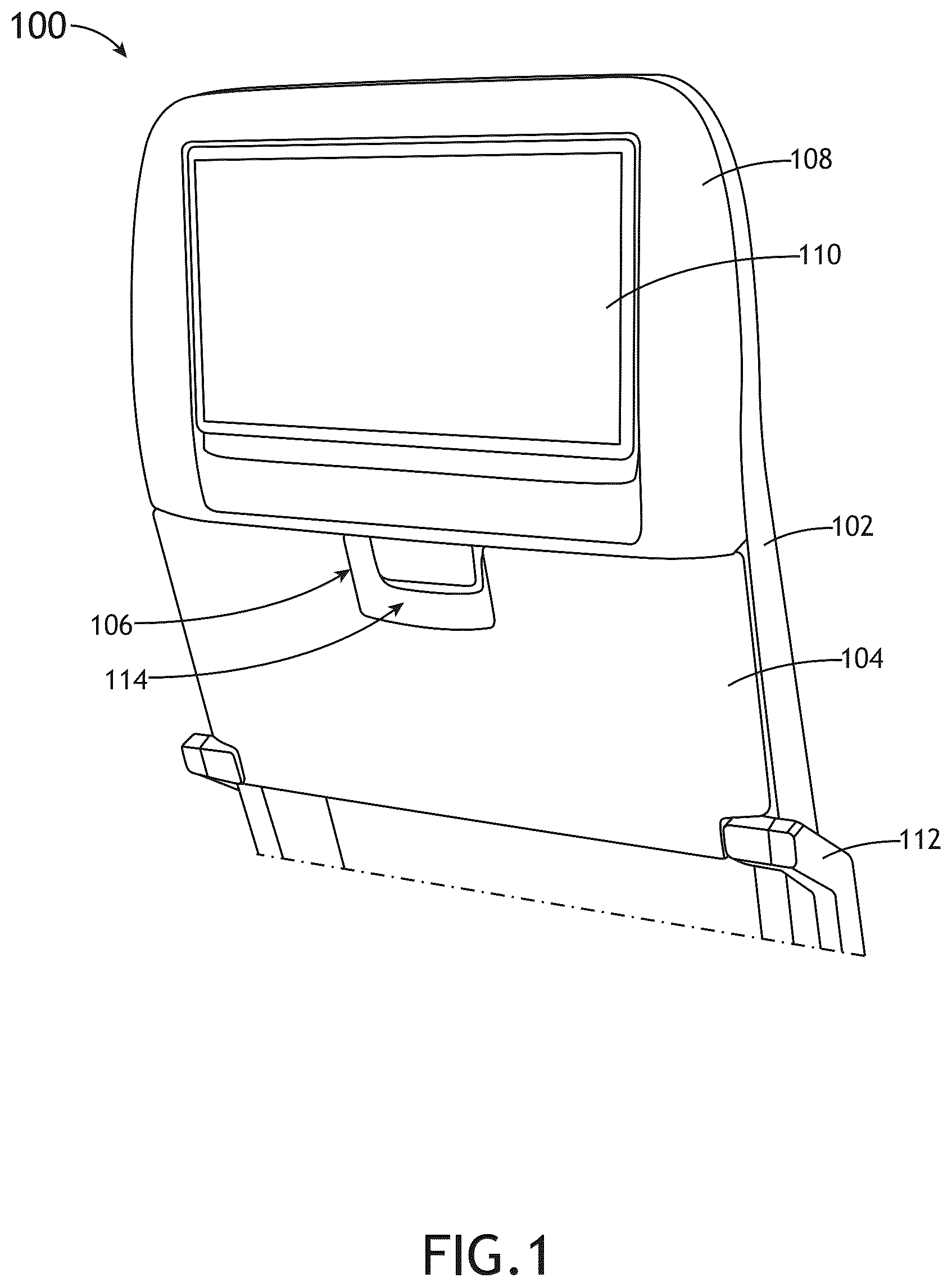 Patent US12612164 — Interlock assembly for securing a passenger seat tray table — Figure 1