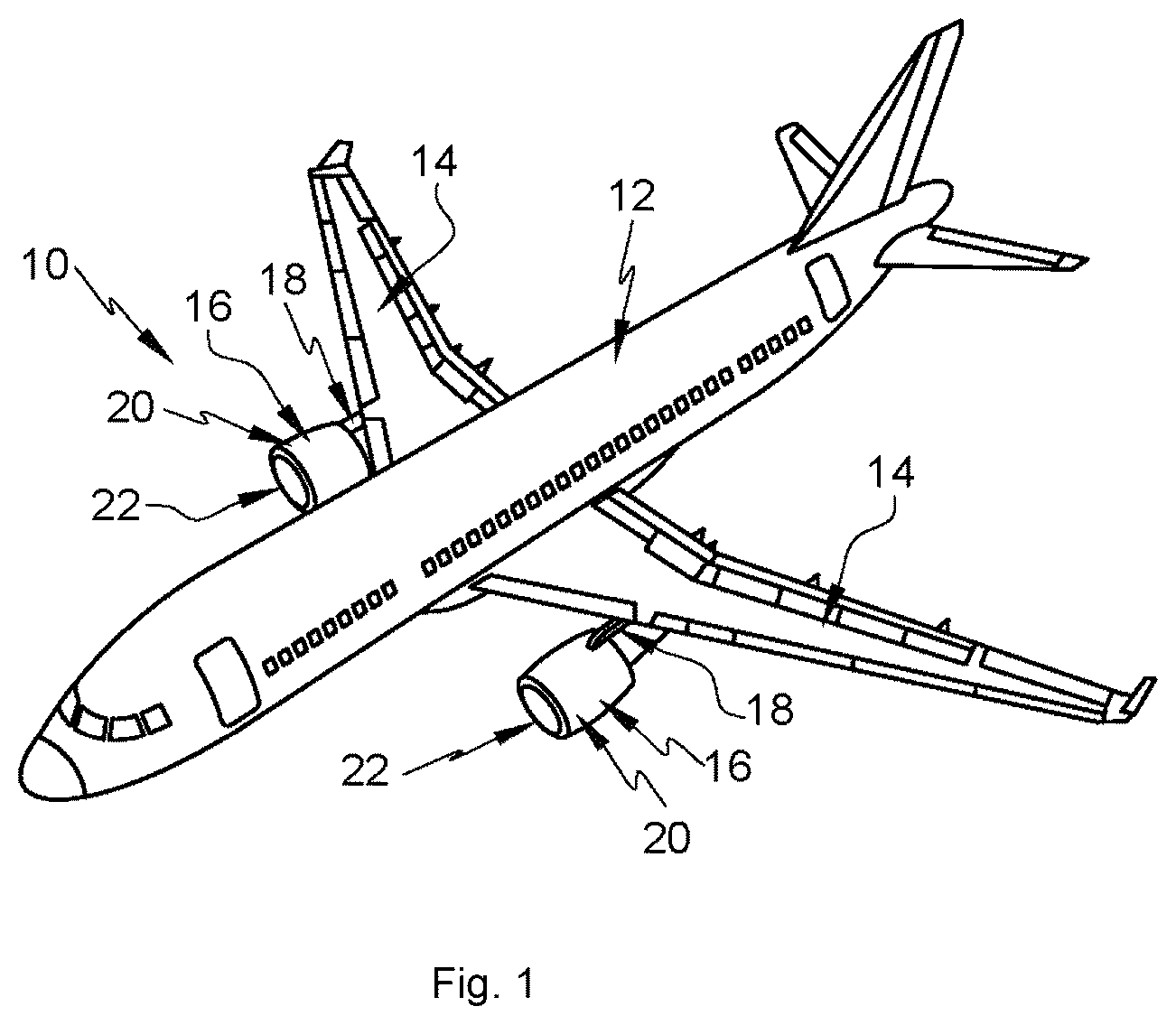 Patent US12612168 — Aircraft air inlet comprising at least a main de-icing system and at least one secondary de-icing system positioned at a splice plate — Figure 1