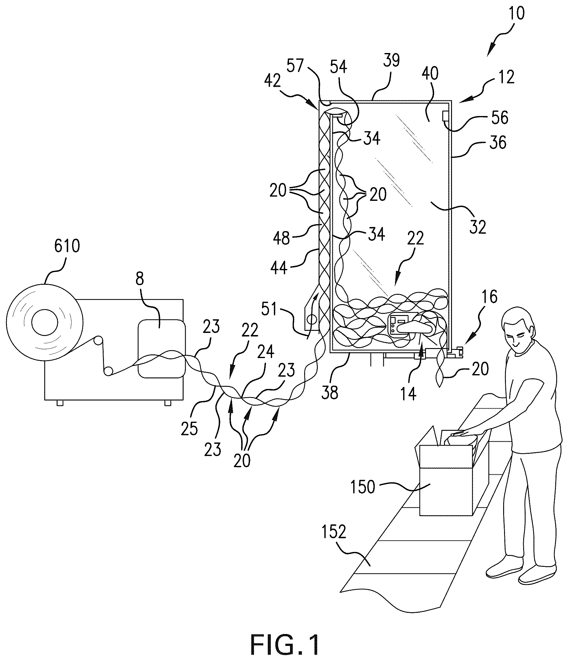 Patent US12612206 — Systems for dispensing pillows for product packaging — Figure 1